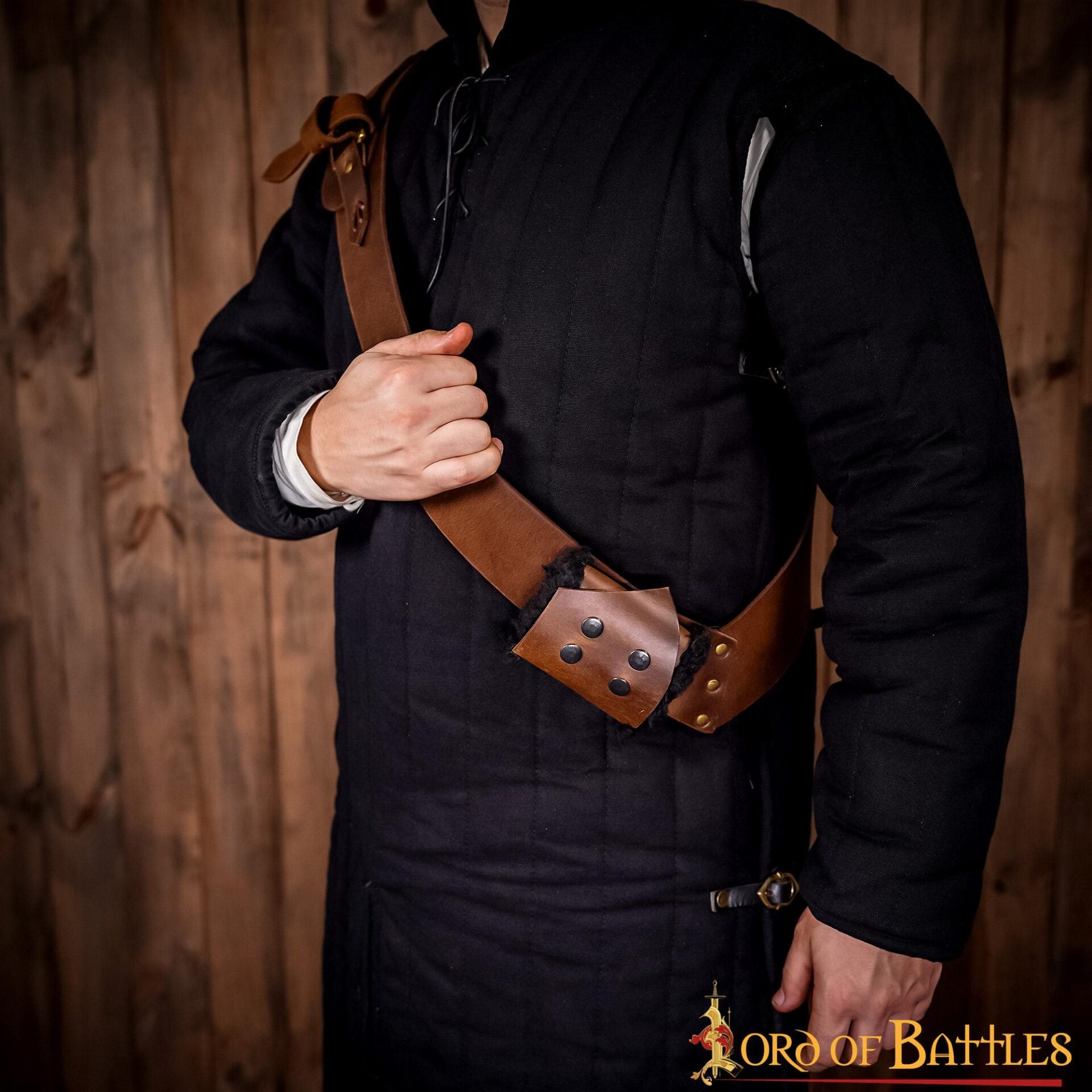 Bandolera medieval de cuero genuino para espada - imagen 14