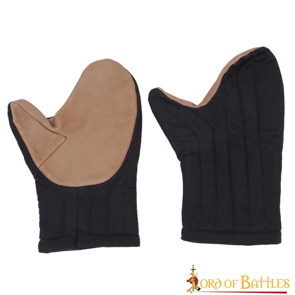 Guantes acolchados de lona de algodón con palma de cuero para recreación medieval - imagen 8