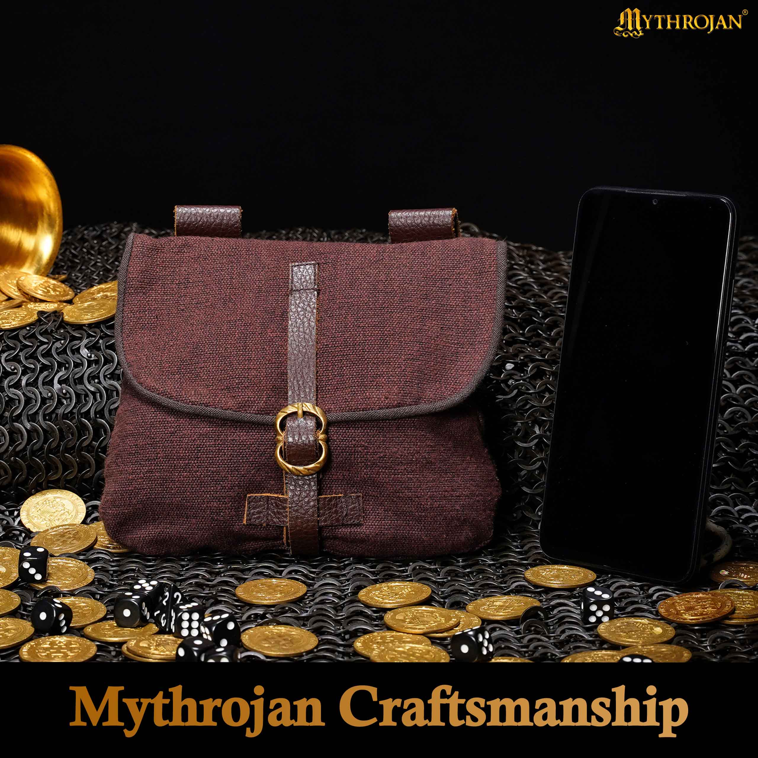Bolsa de cinturón medieval Mythrojan - Verde - imagen 4