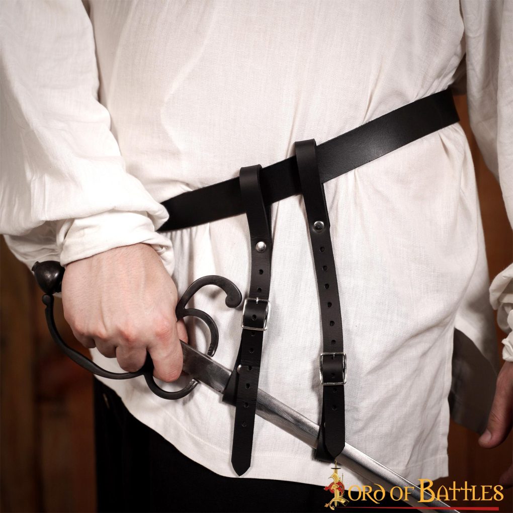 Colgador de espada medieval en cuero, doble correa ajustable - imagen 15