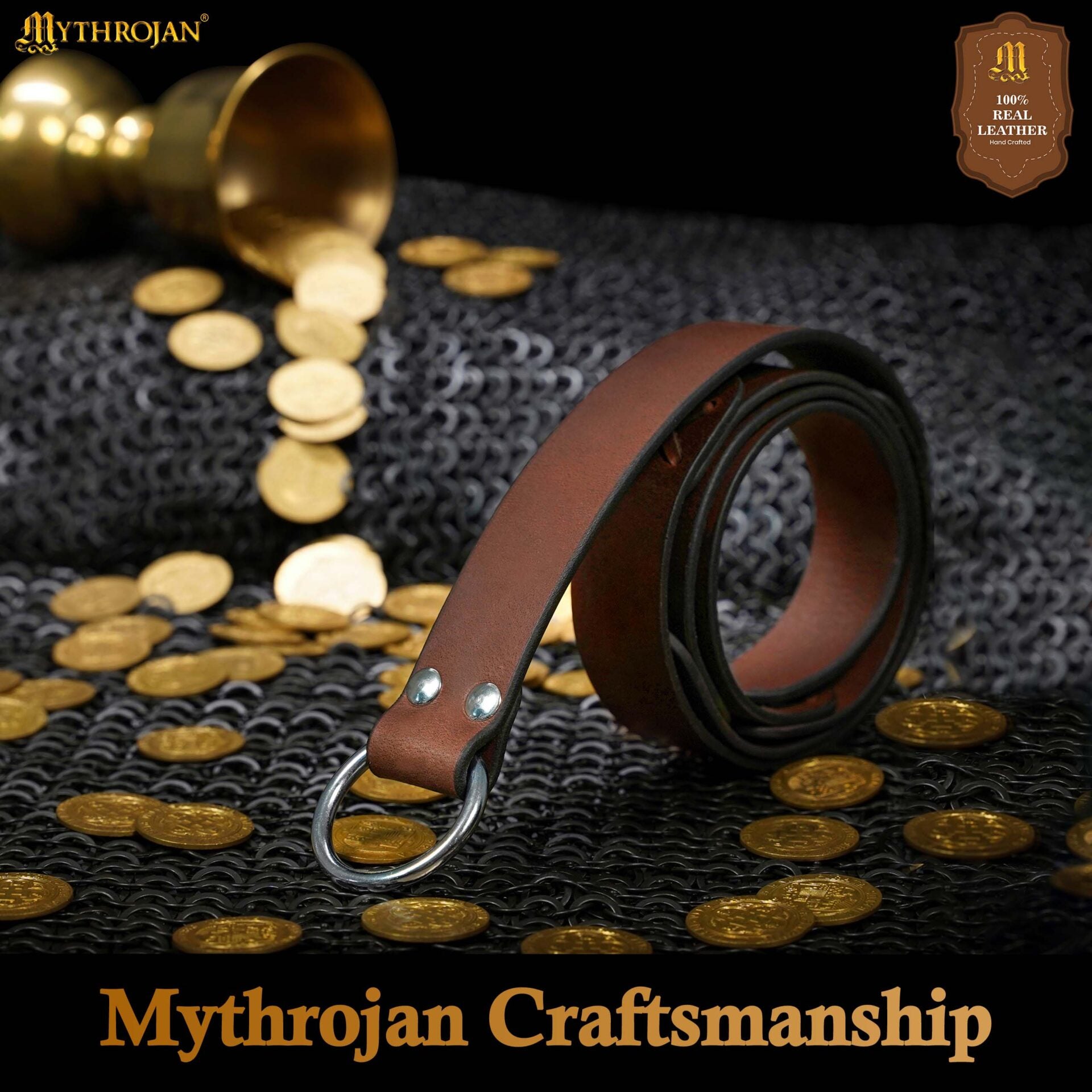 Imagen única de: Cinturón medieval de cuero con O-ring Mythrojan