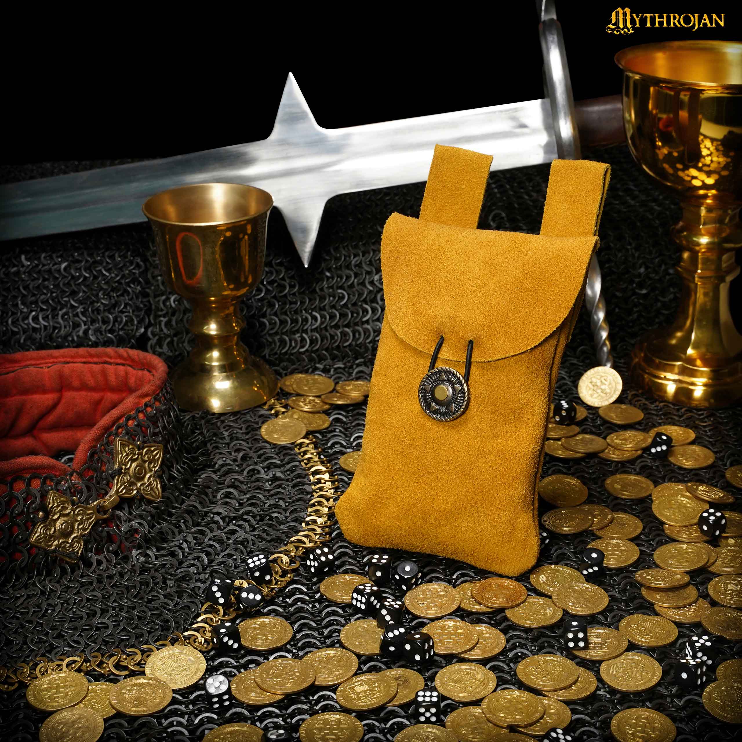 Bolsa de cinturón de gamuza Mythrojan con botón de latón - imagen 16