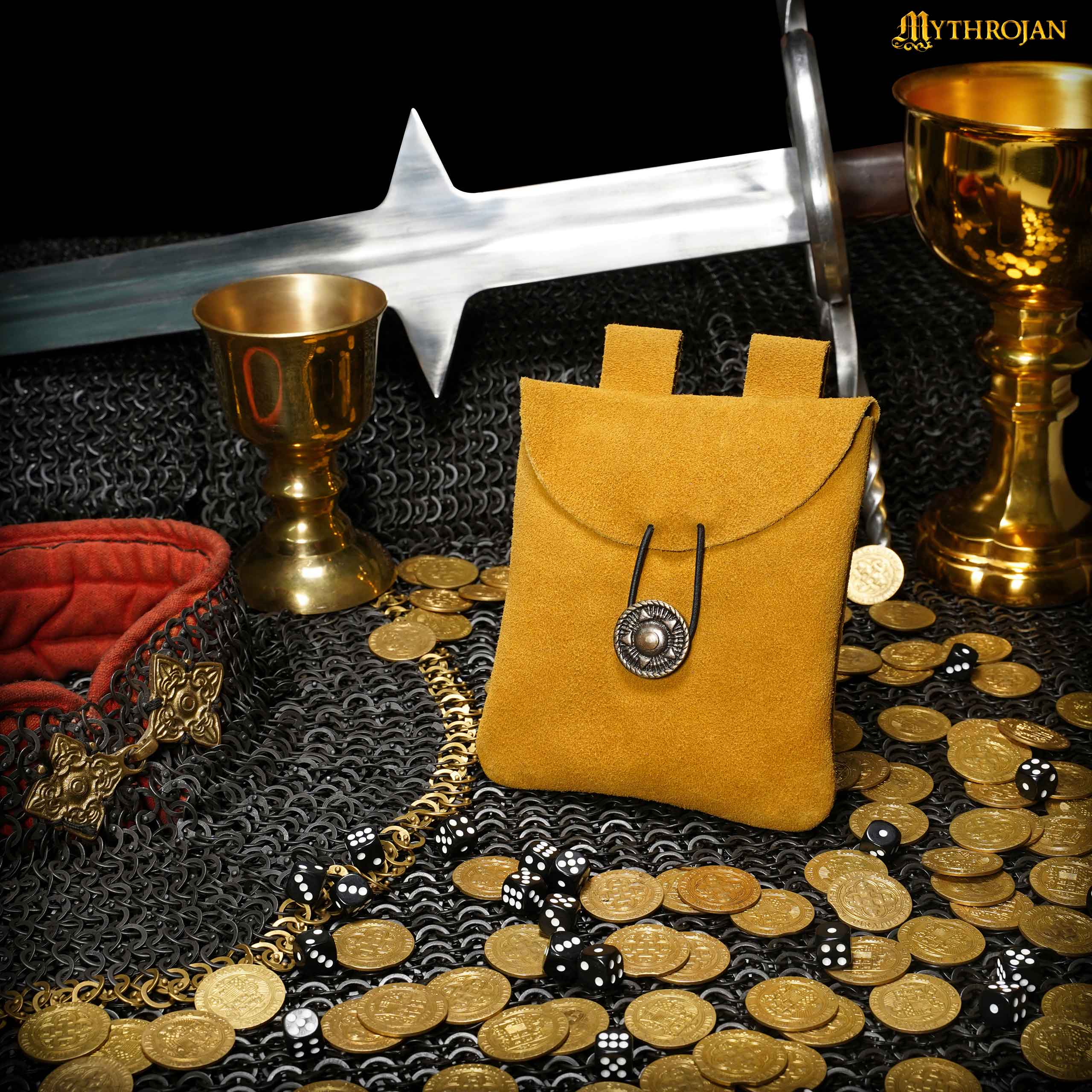 Bolsa de cinturón de gamuza Mythrojan con botón de latón - imagen 14
