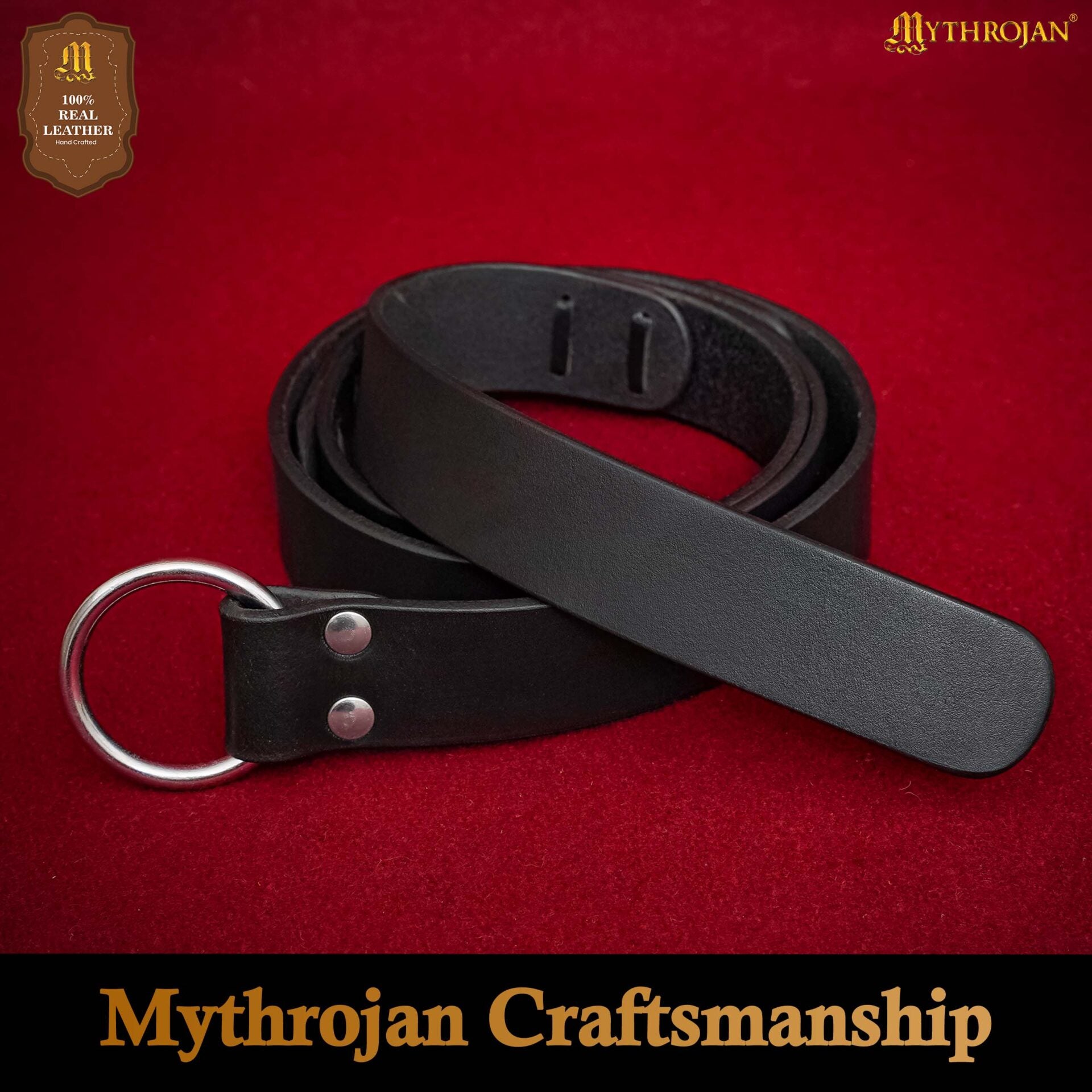 Cinturón medieval de cuero con hebilla O-ring — Mythrojan - imagen 11