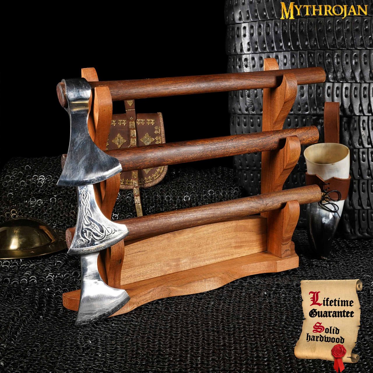 Soporte de Madera Maciza para Espadas - 3 Niveles (Acacia) - imagen 9