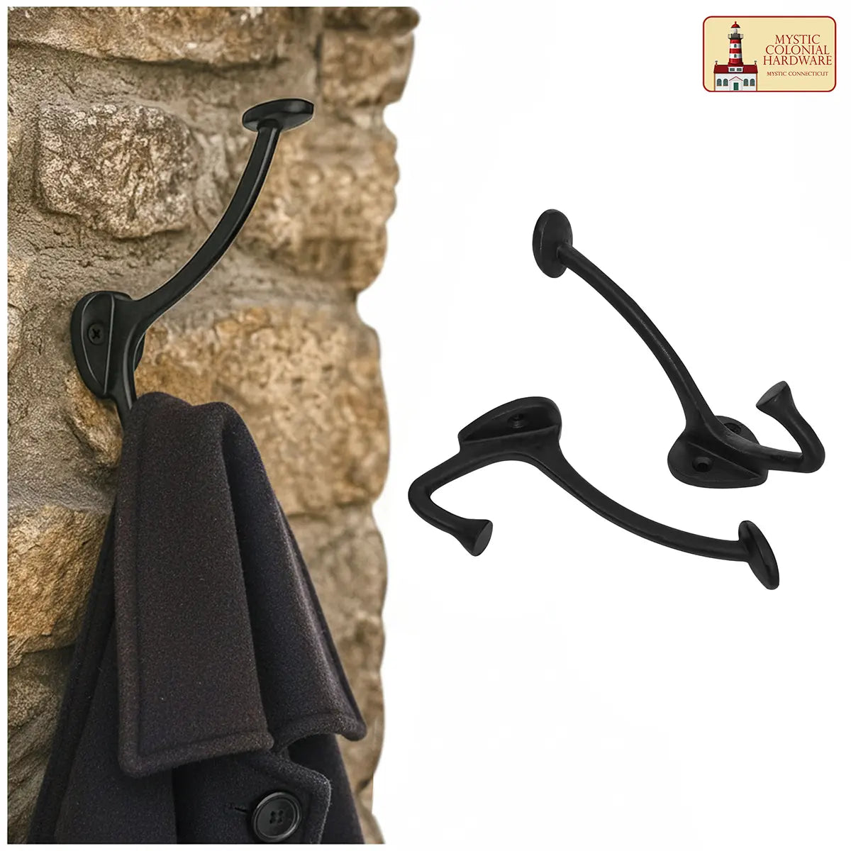 Perchas de pared rústicas de hierro fundido, pack de 2 - imagen 2