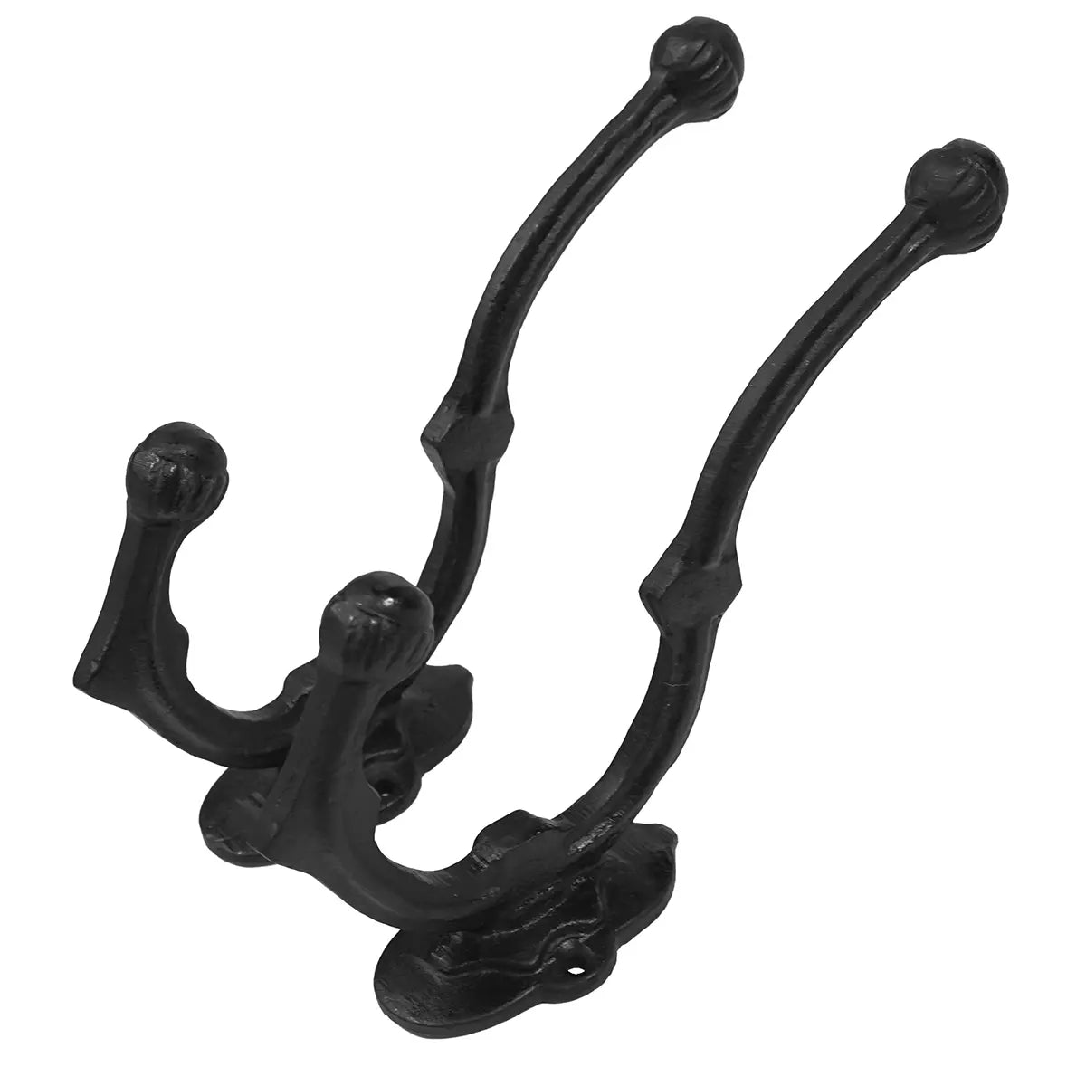 Ganchos de pared rústicos de hierro fundido, juego de 2 (grande, negro)