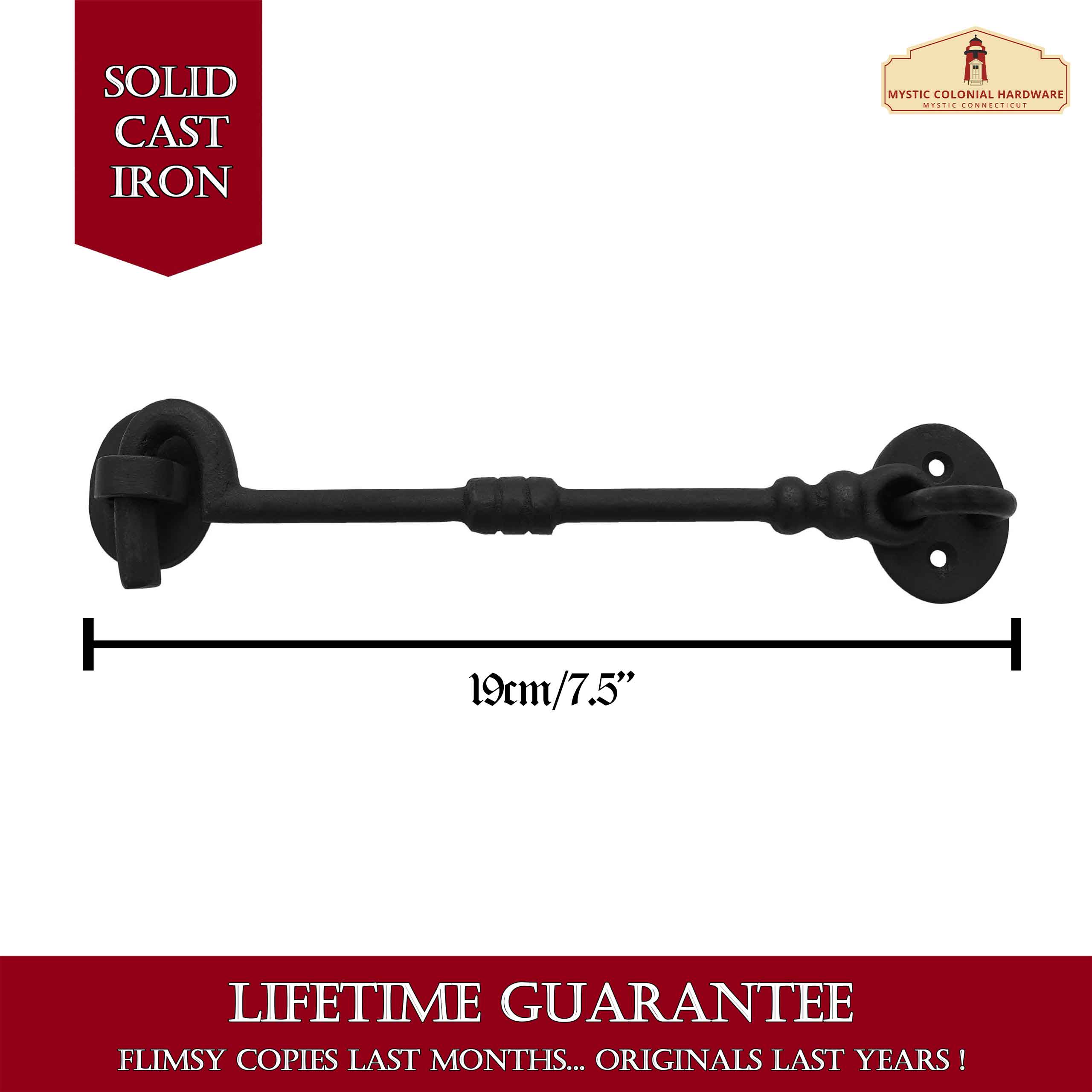 Imagen única de: Hierro Forjado Negro Cabina Gancho Ojo 7.5" Largo Grande Decorativo Privacidad Gancho Pestillos para Armario Ventana Cocina Puertas Corredizas o de Granero : Paquete de 2