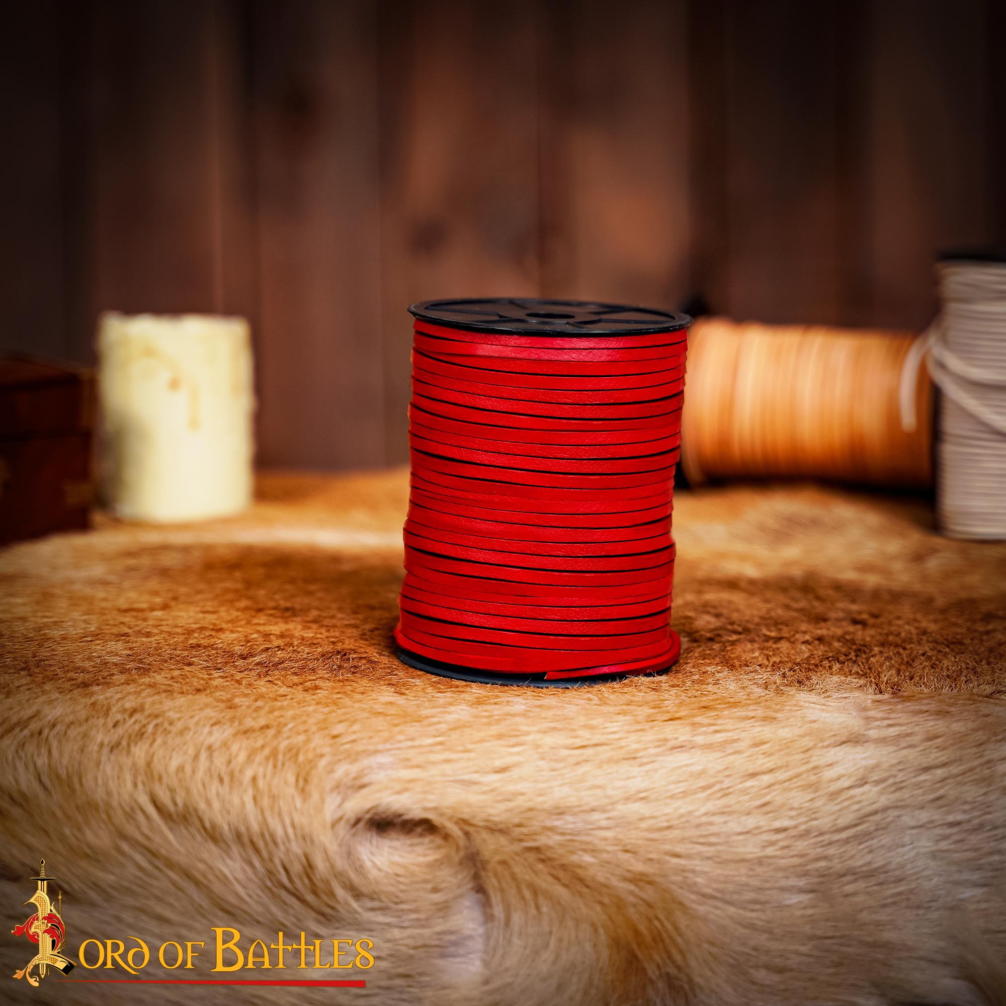 Rollo de Cordón de Cuero Rojo - 50 M de Cordón Plano de Cuero Auténtico - Imagen 6
