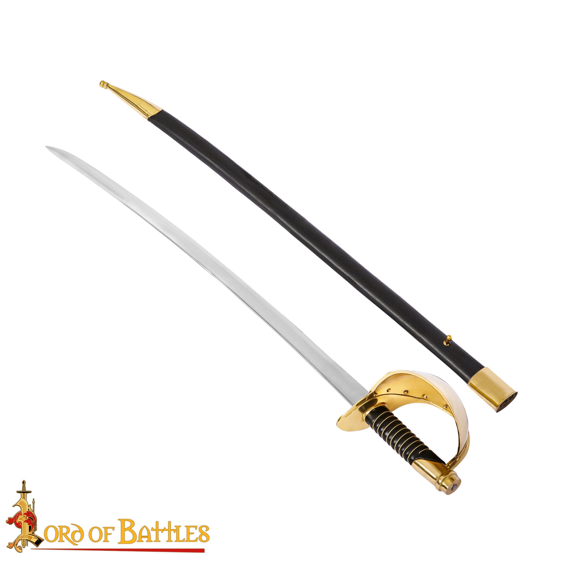 Imagen única de: Espada Corvo Naval del Siglo Xix - Hoja de Acero Al Carbono con Guarda de Latón y Vaina de Cuero