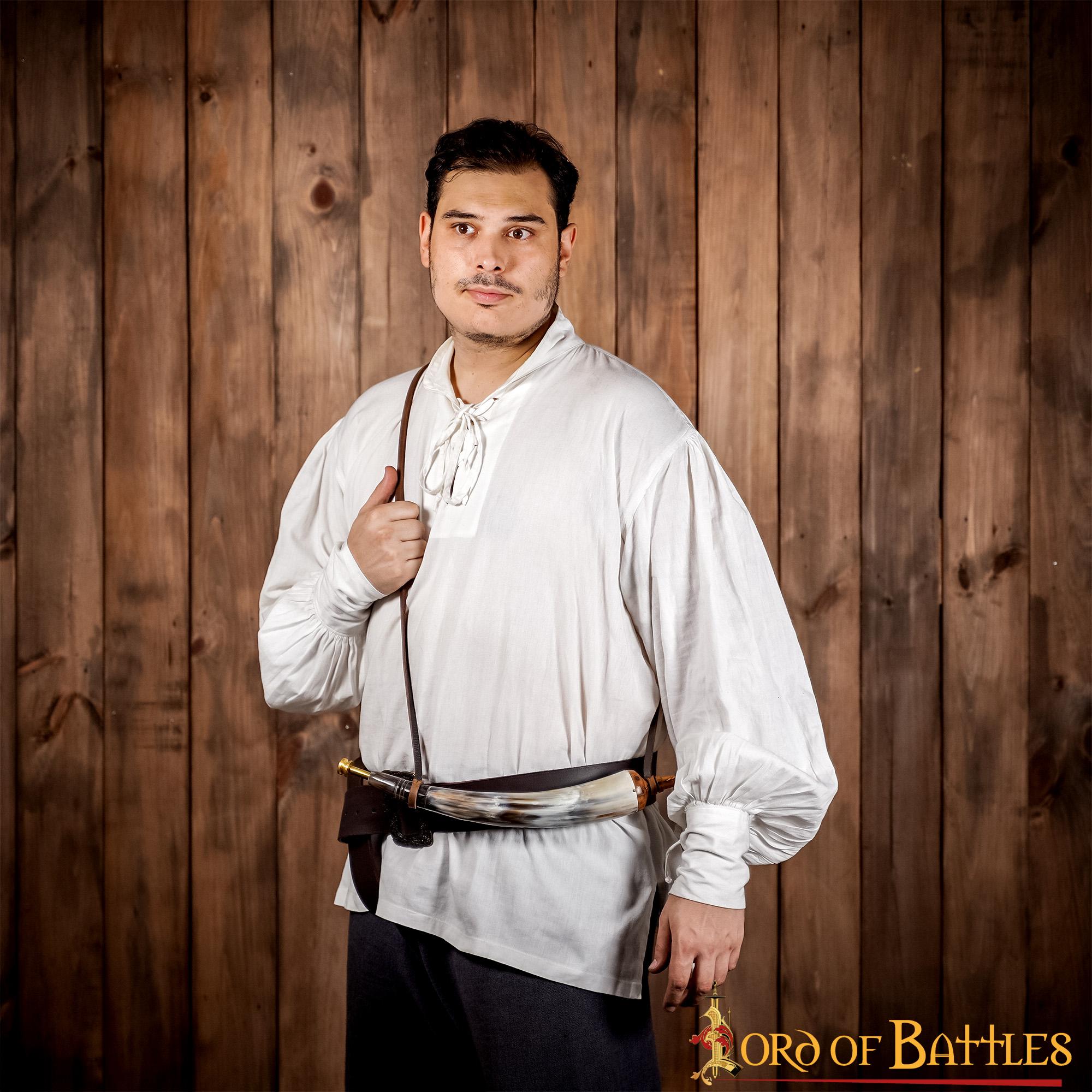 Cuerno polvorera vikingo de buey con válvula de latón - imagen 6