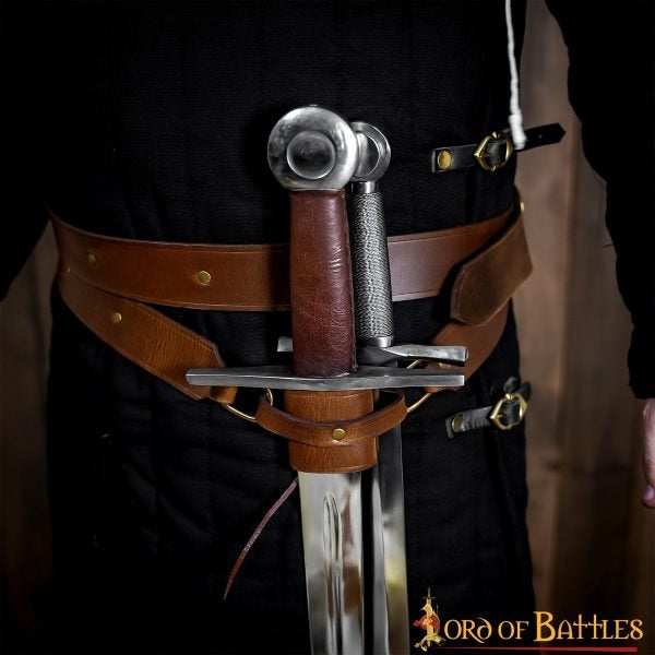 Cinturón medieval de doble vuelta en cuero - portacinturón para espada - imagen 16