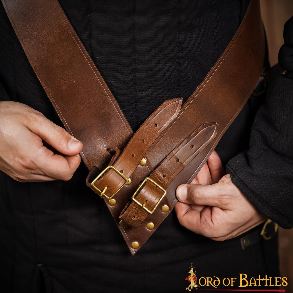 Bandolera para espada de cuero con hebilla de latón - imagen 14