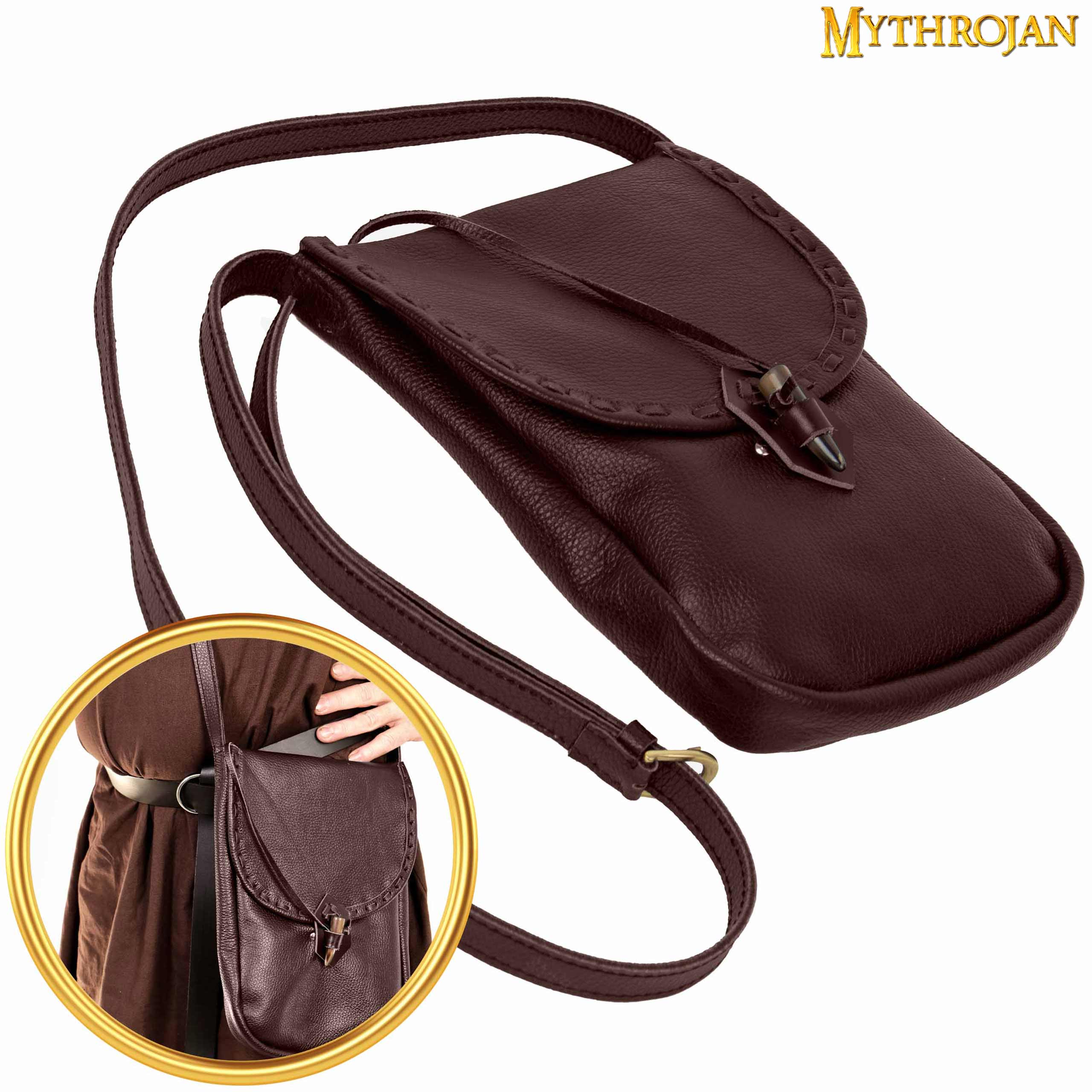 Bolsa mensajera medieval de cuero Mythrojan - imagen 13