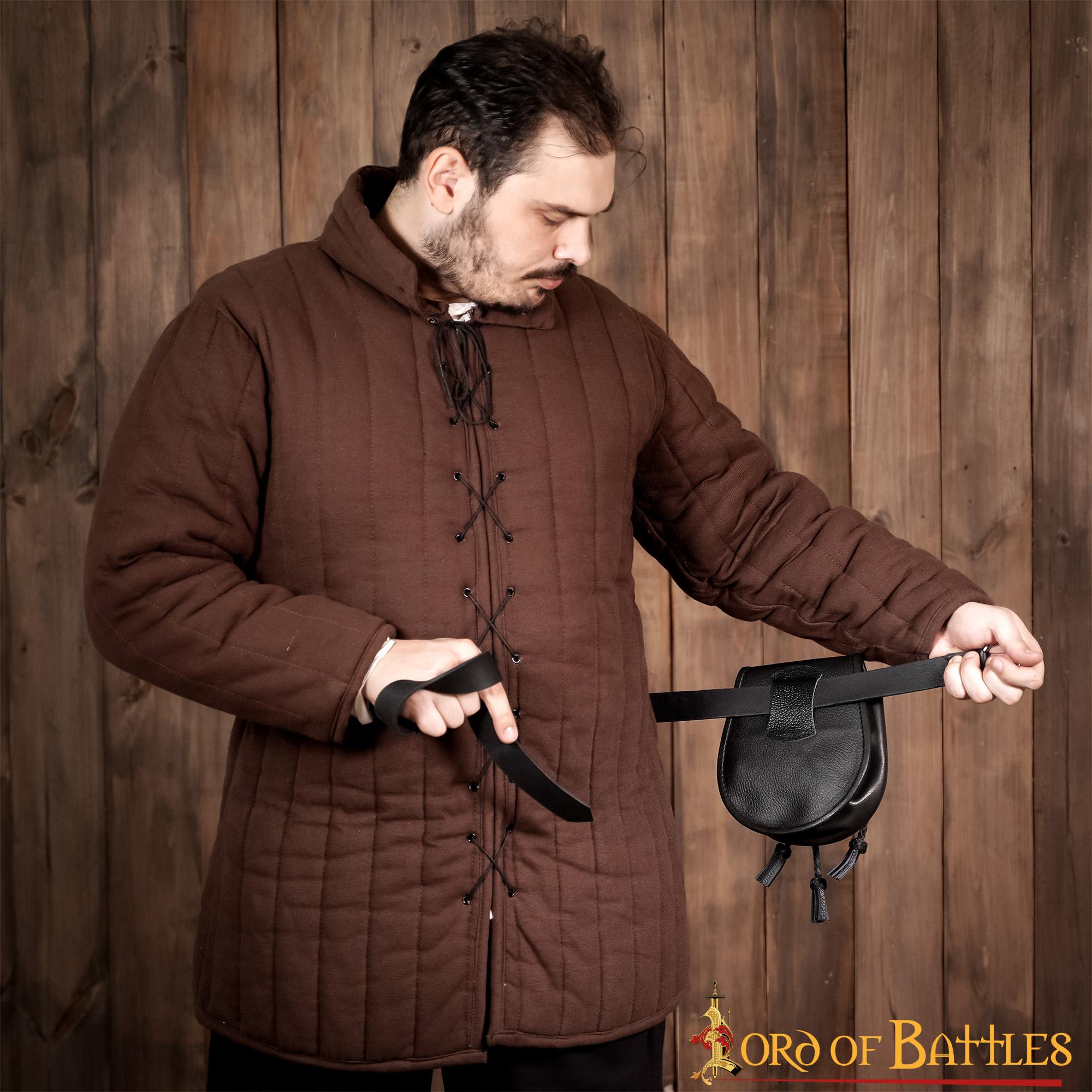 Imagen única de: Sporran Medieval con Borlas Trenzadas Hecho a Mano de Cuero Genuino