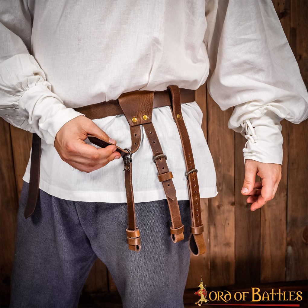 Colgador de cuero de 3 puntos con remaches de latón y tiras ajustables - imagen 14