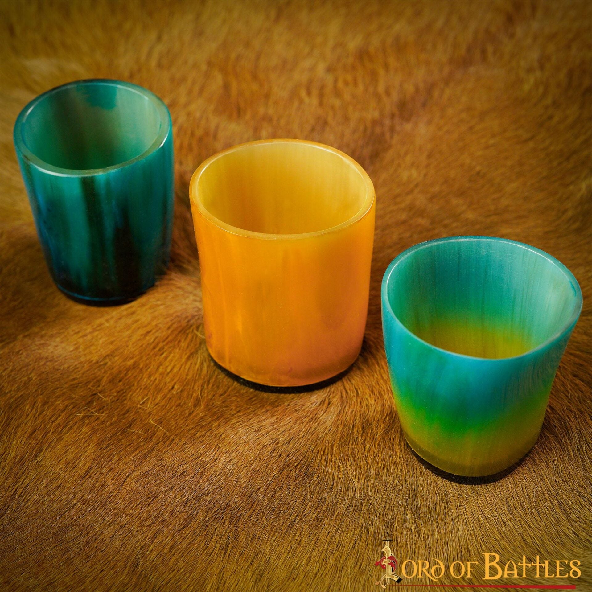 Vaso de chupito medieval de cuerno de buey hecho a mano - colorido - imagen 8