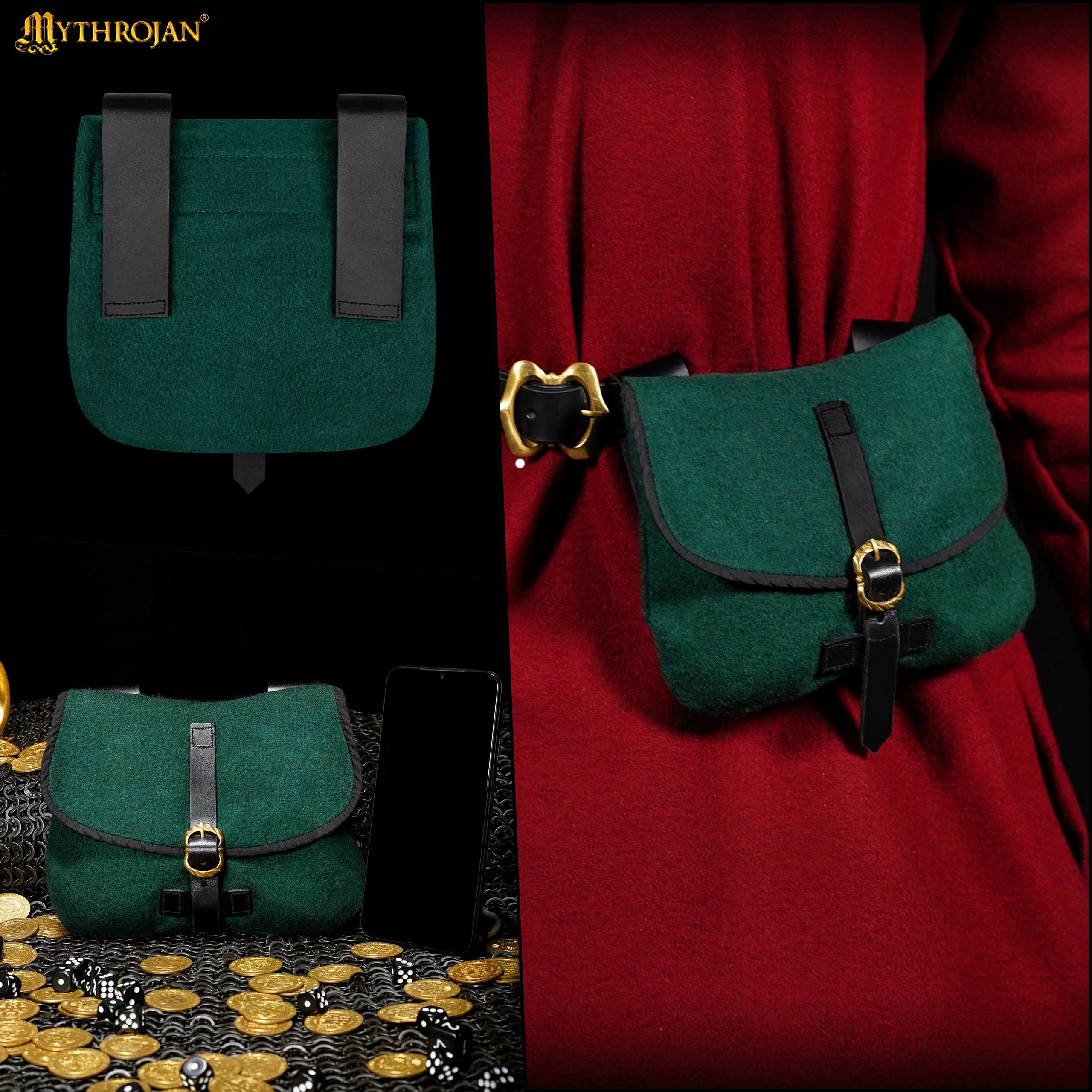 Bolsa de cinturón medieval Mythrojan - Verde - imagen 7