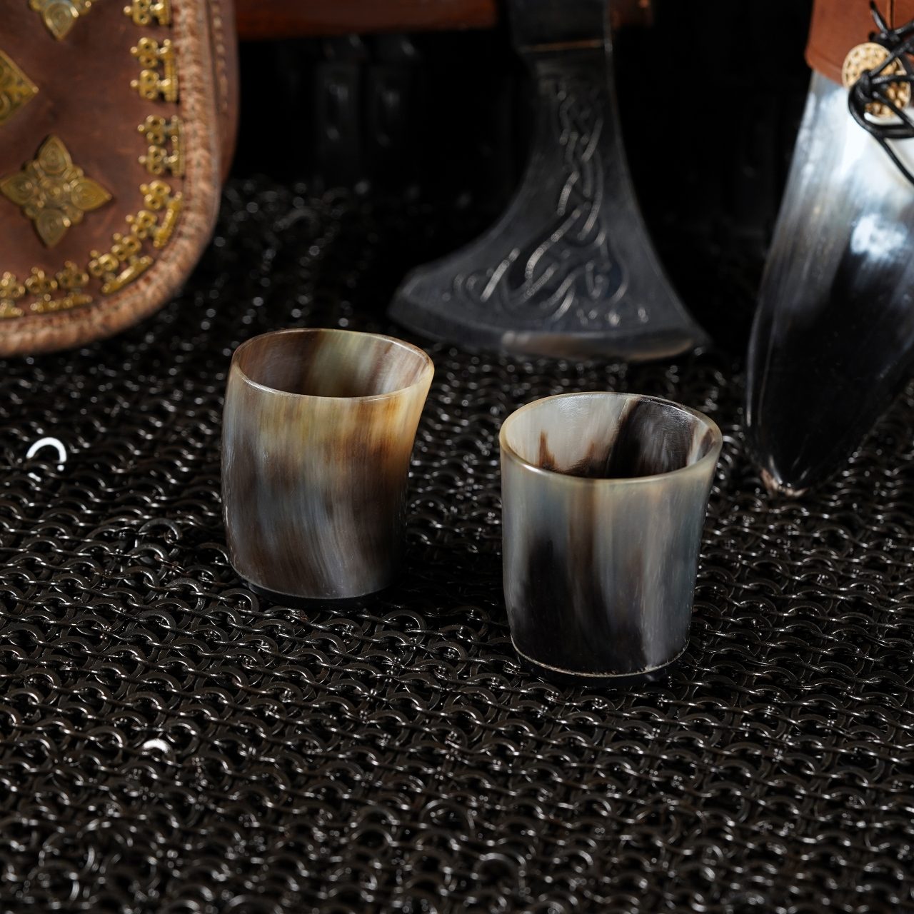 Set de 2 cuernos vikingos para chupito — estilo nórdico medieval - imagen 8