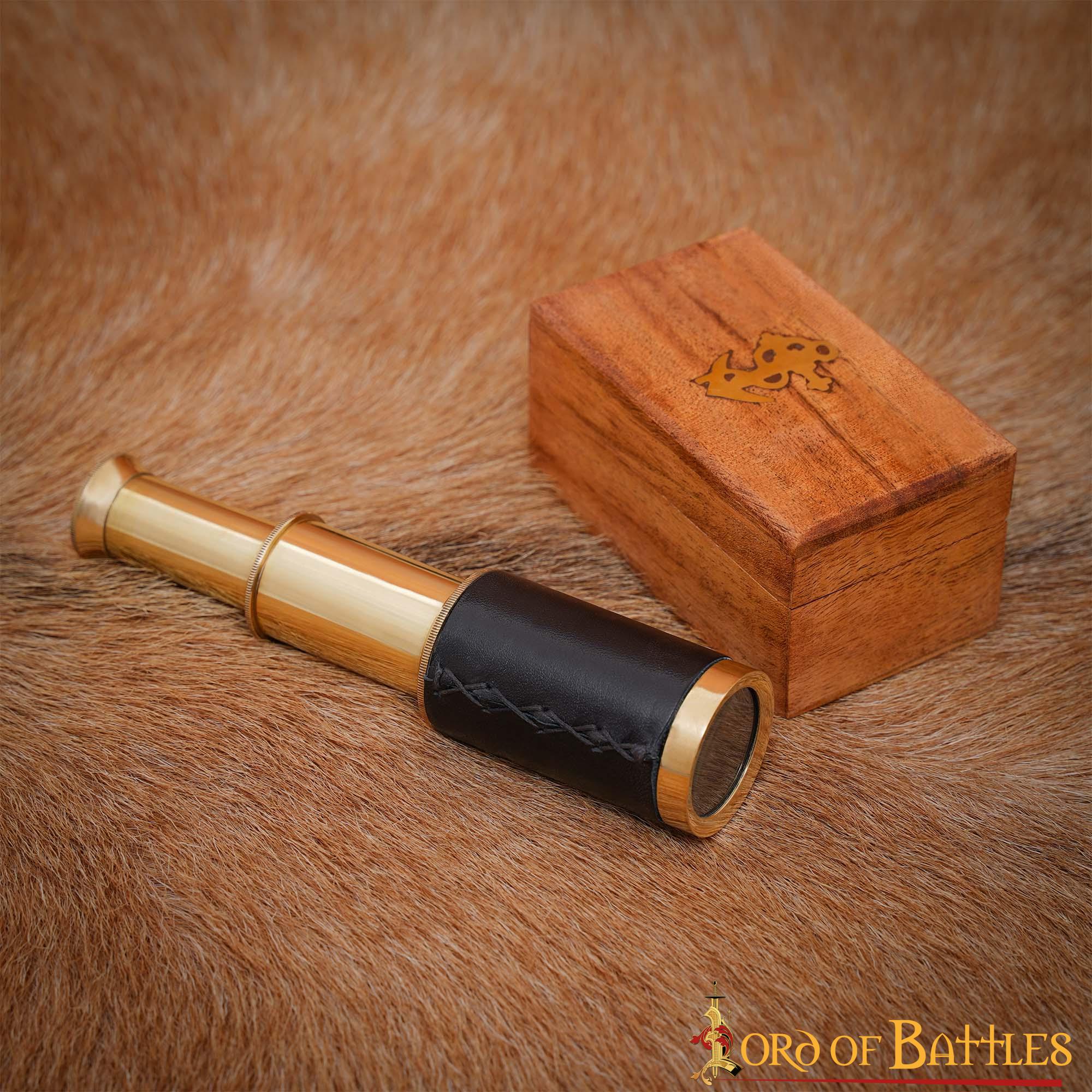 Telescopio mini de latón puro con cofre pequeño de madera - imagen 4