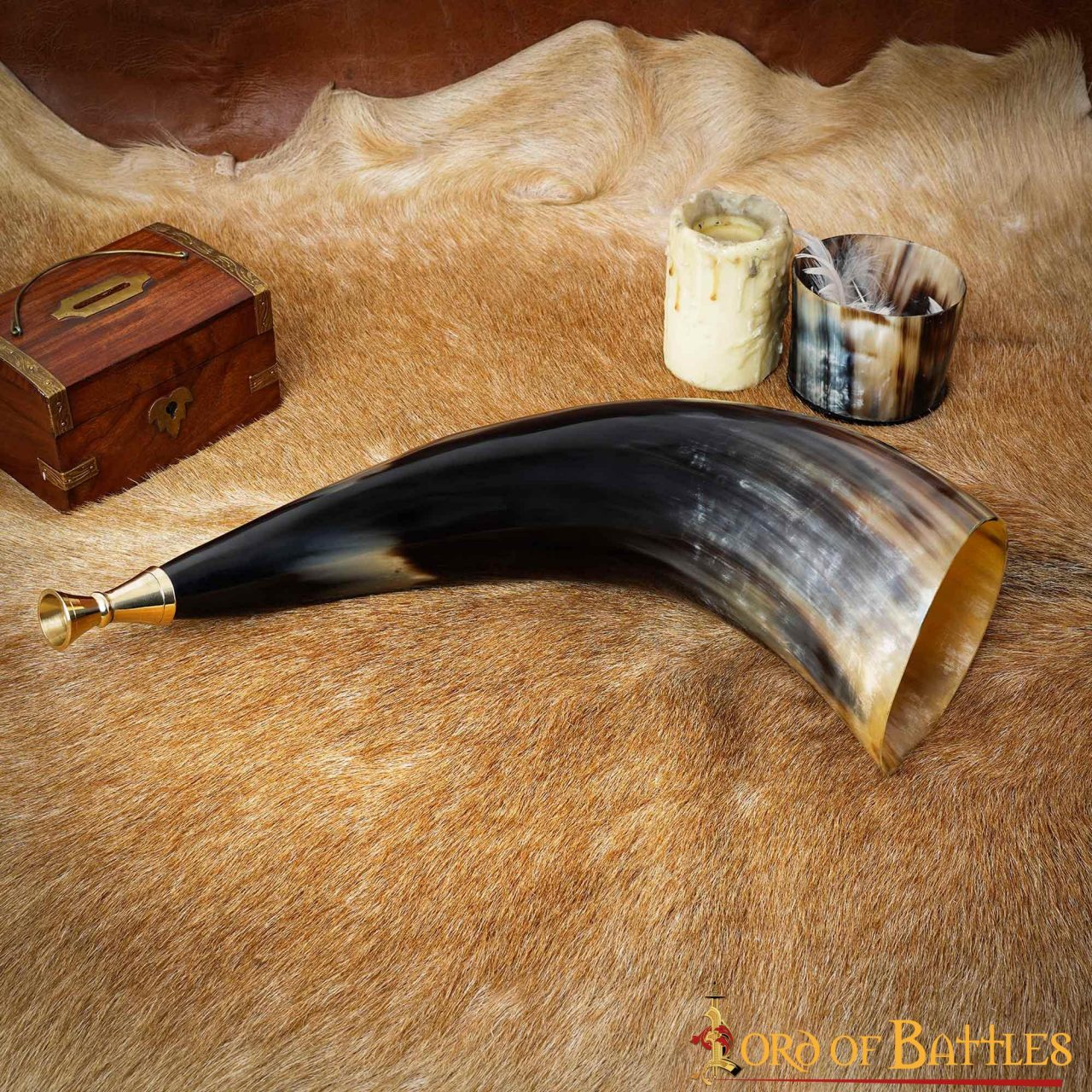 Cuerno vikingo con boquilla de latón macizo - imagen 10