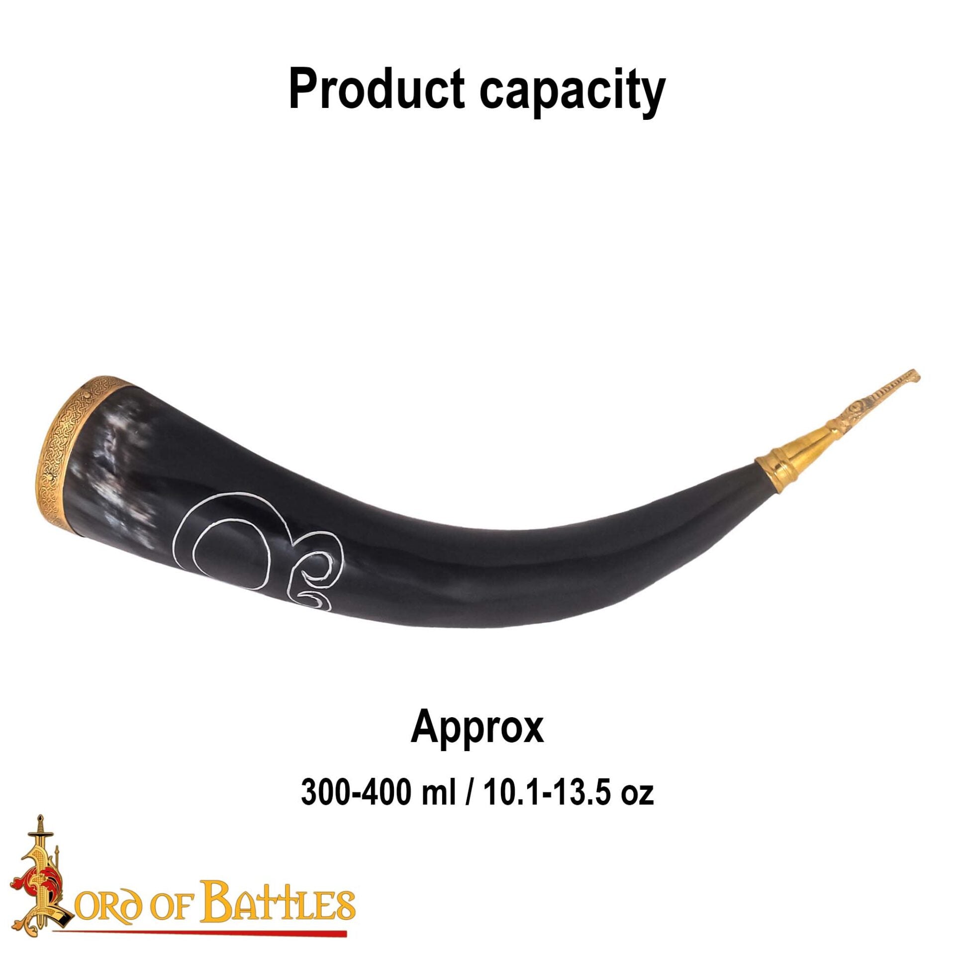 Imagen única de: Troll Cross Viking Drinking Horn 300 - 400 Ml con Accesorios de Latón Puro Hechos a Mano con Auténtico Cuerno de Buey