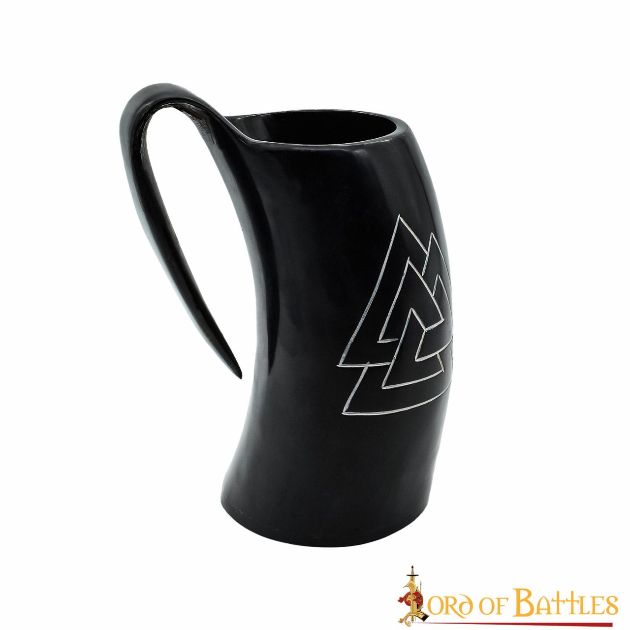 Cuerno vikingo para beber con mano tallada y diseño Valknut - imagen 8
