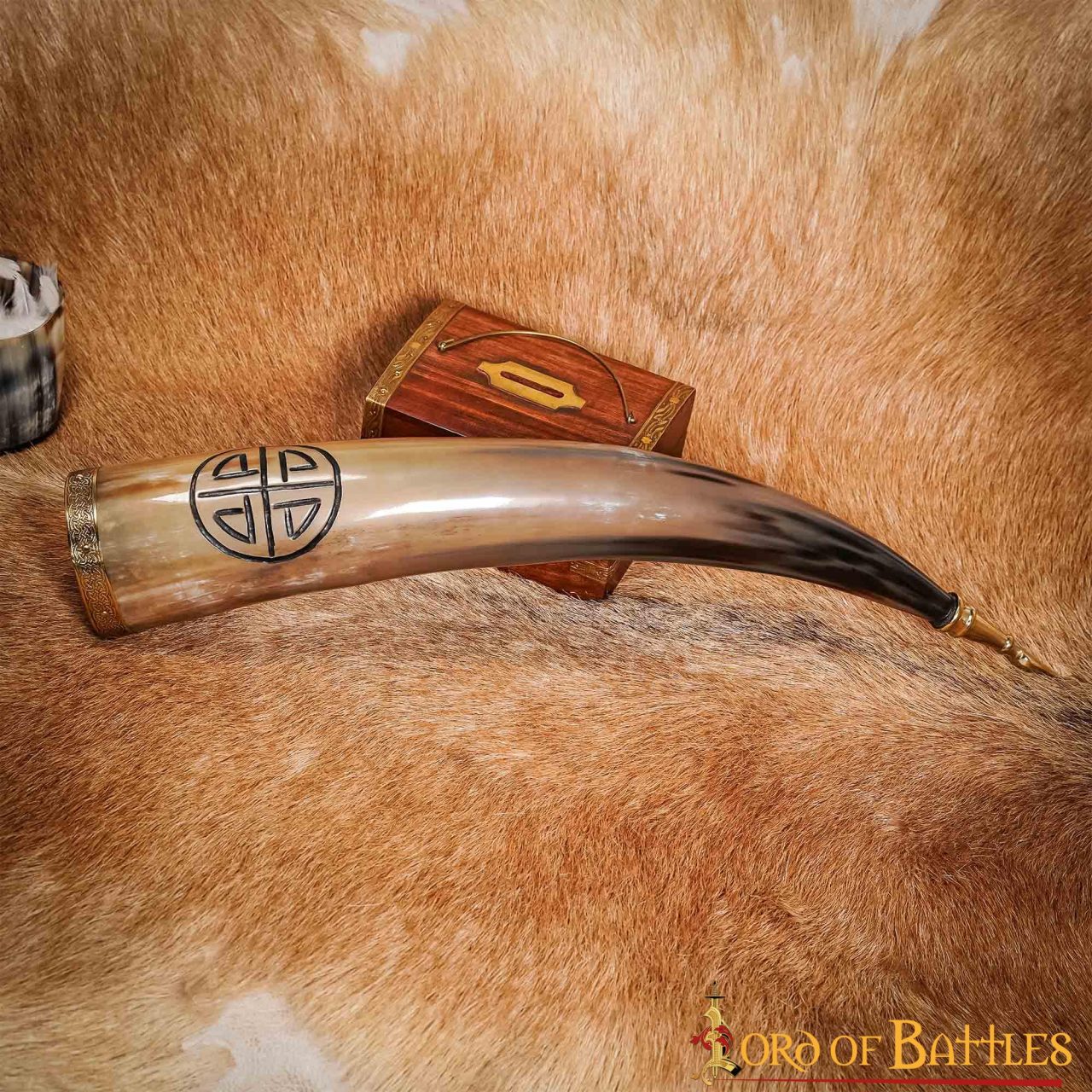 Cuerno de beber vikingo — cuerno de buey 300–400 ml, hecho a mano - imagen 6