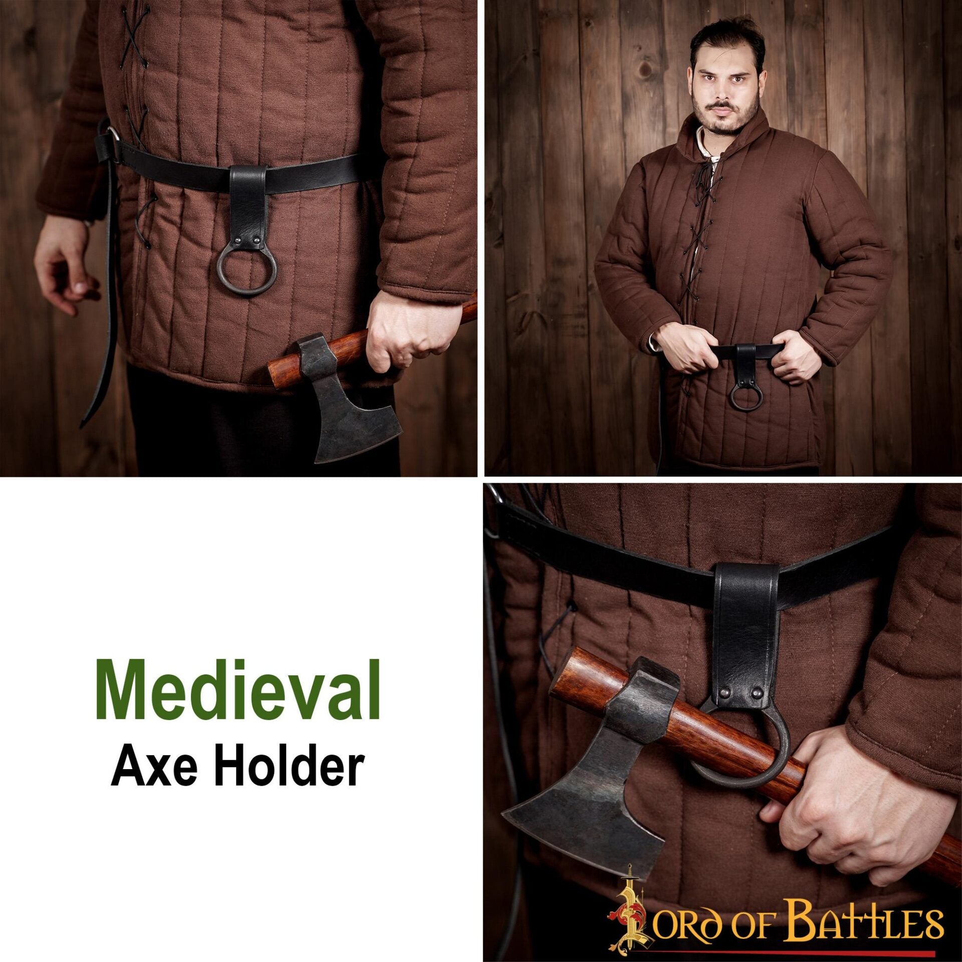 Colgador medieval para hacha o maza con anilla de acero forjado - imagen 5