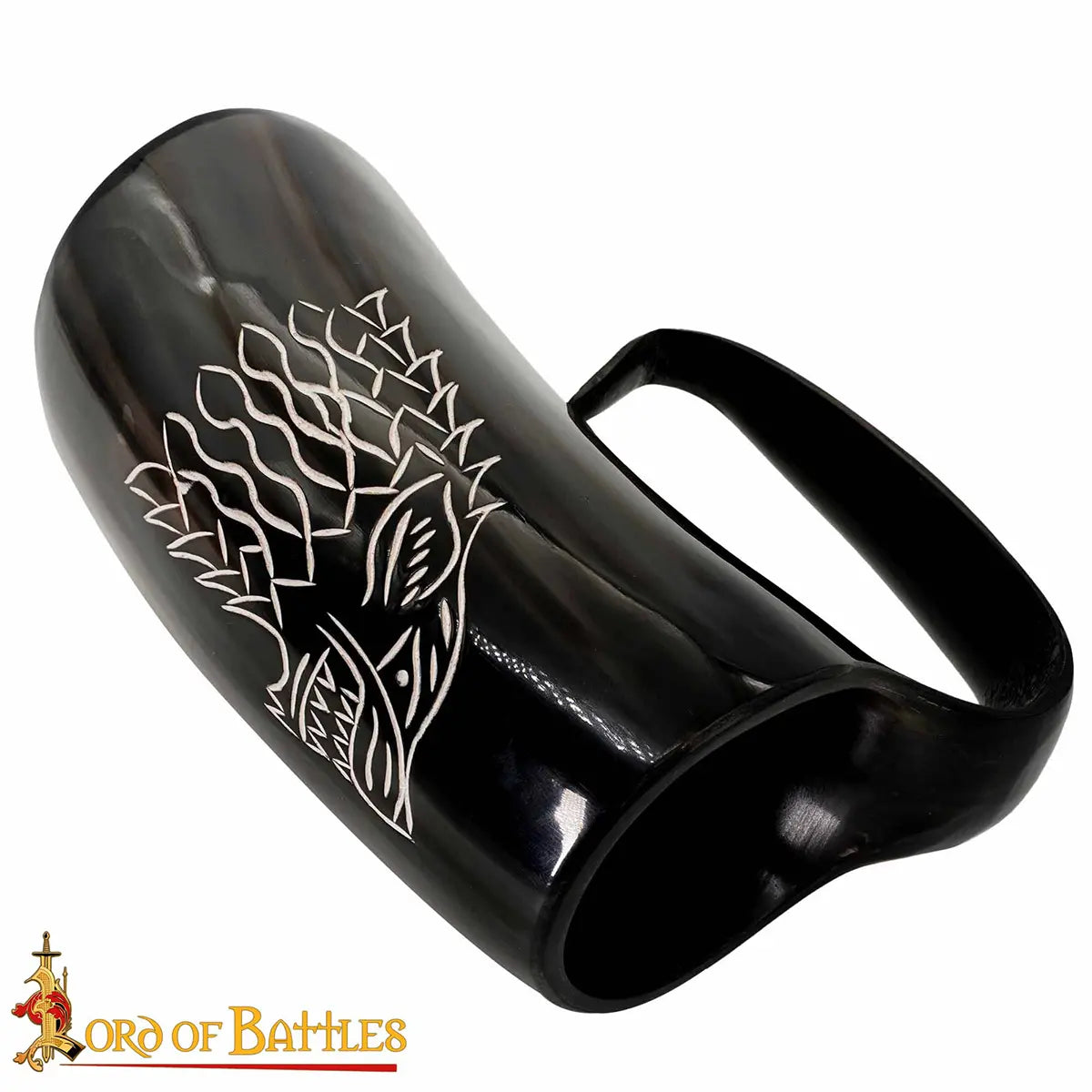 Jarra cuerno vikingo medieval - hecha a mano en cuerno de buey - imagen 3