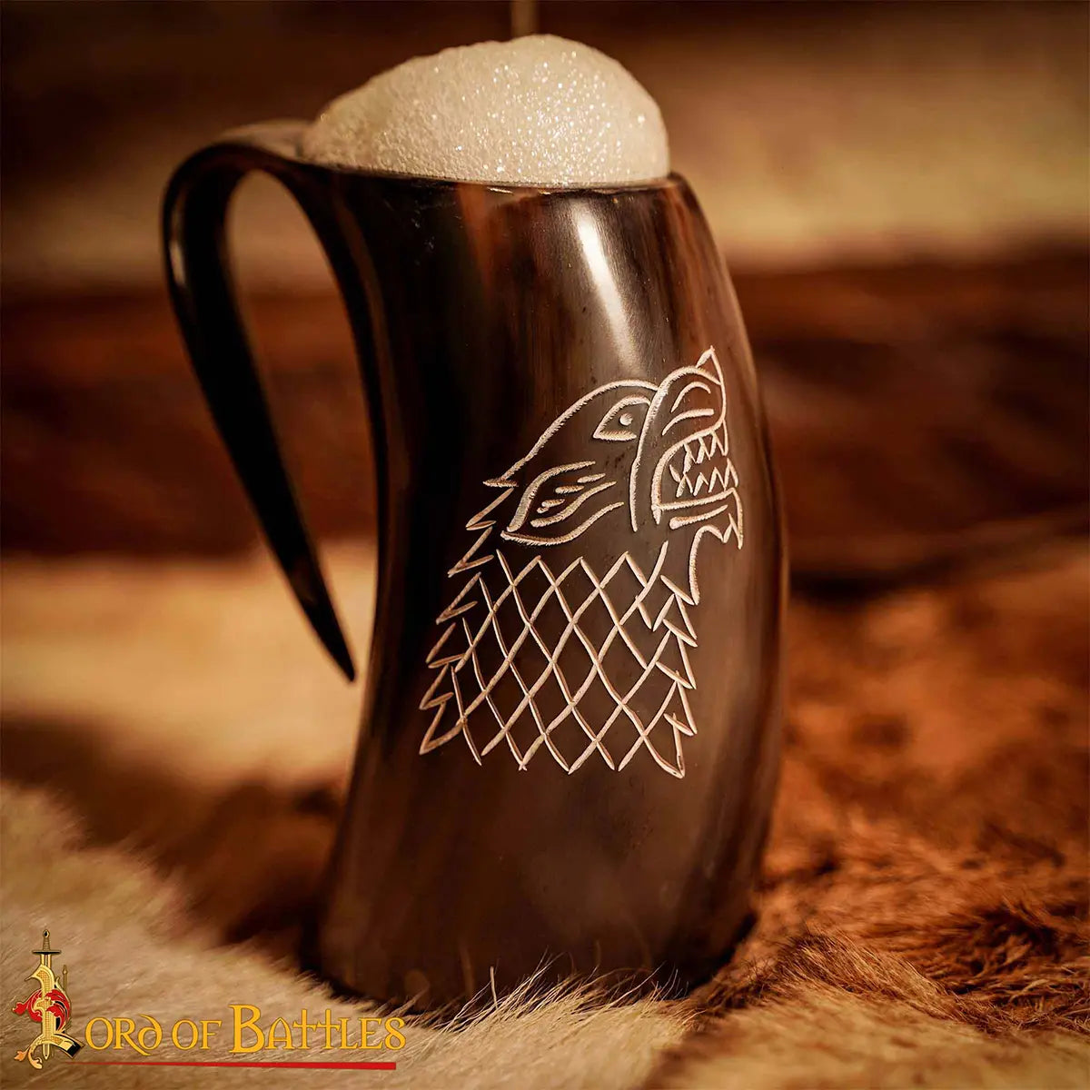 Jarra cuerno vikingo medieval - hecha a mano en cuerno de buey - imagen 5