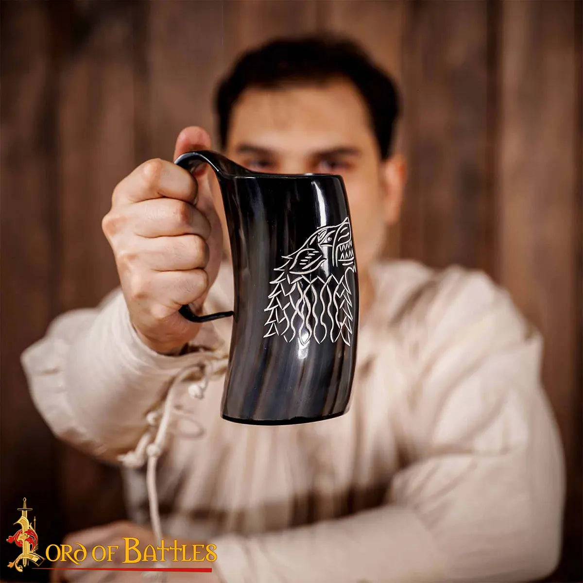 Jarra cuerno vikingo medieval - hecha a mano en cuerno de buey - imagen 8