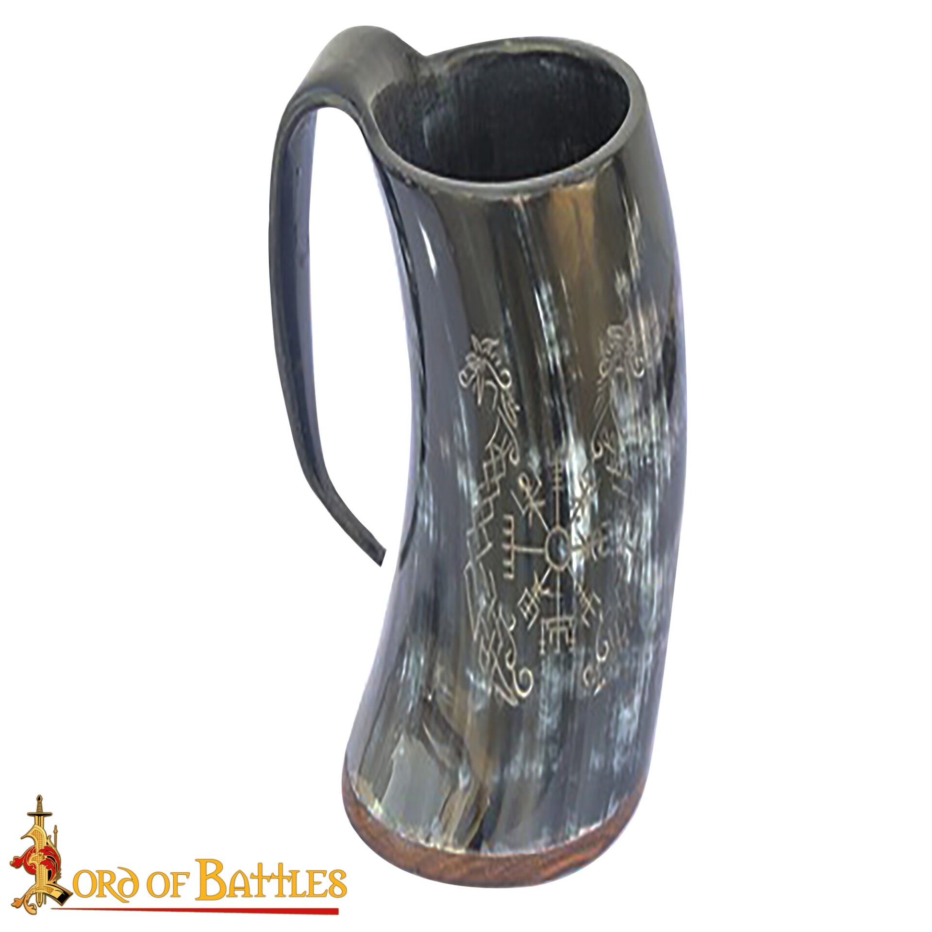 Imagen única de: Jarra Vikinga de Cuerno – Hecha a Mano con Grabado