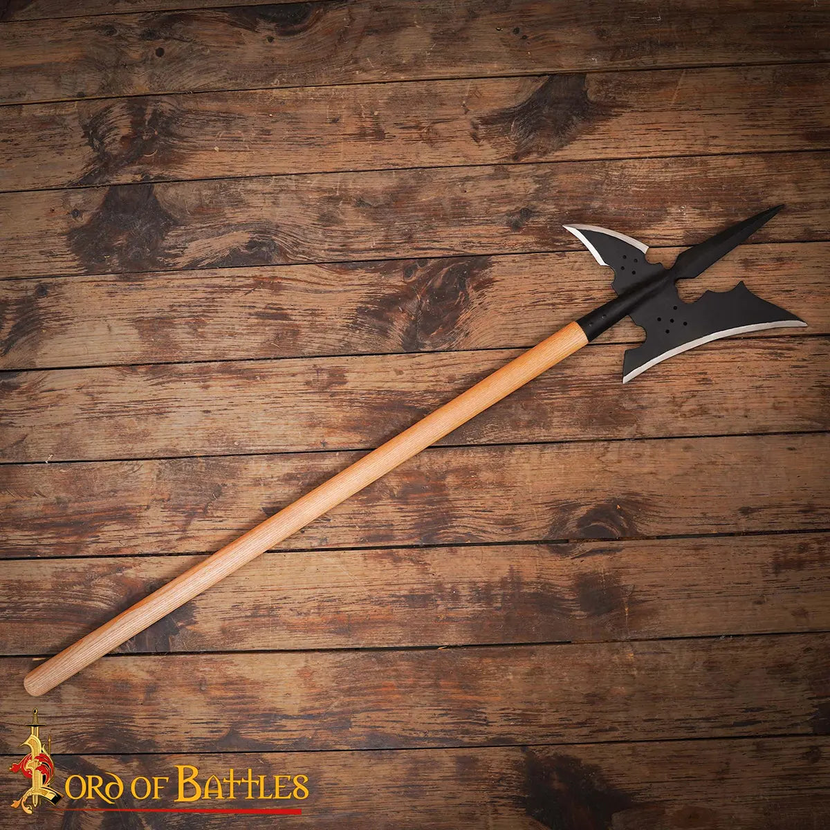 Alabarda medieval forjada a mano, hoja en acero alto carbono, 122 cm - imagen 2