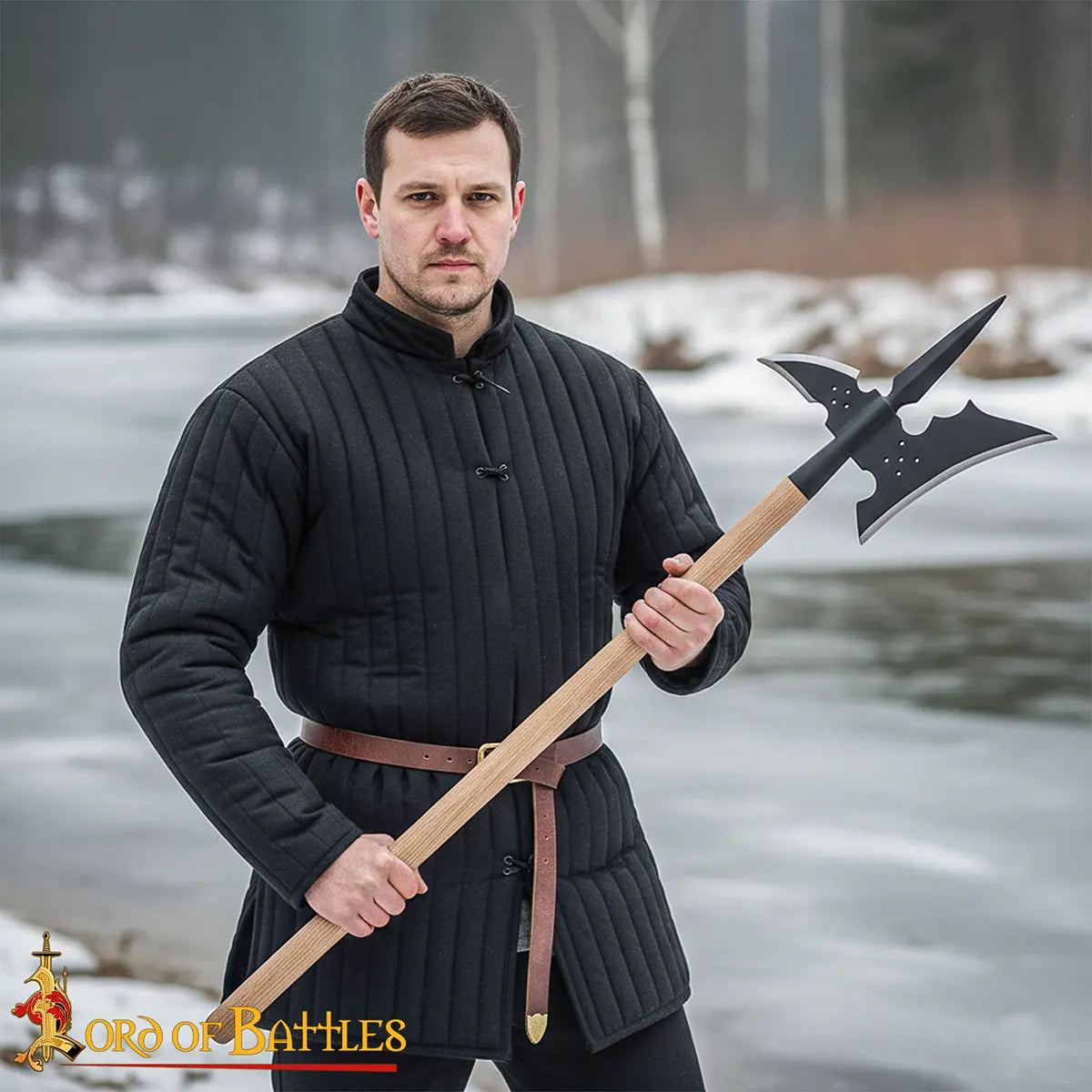 Alabarda medieval forjada a mano, hoja en acero alto carbono, 122 cm - imagen 4