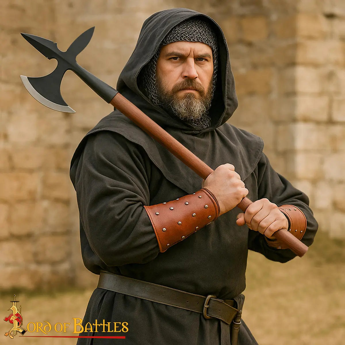 Hacha de batalla medieval forjada a mano - imagen 5
