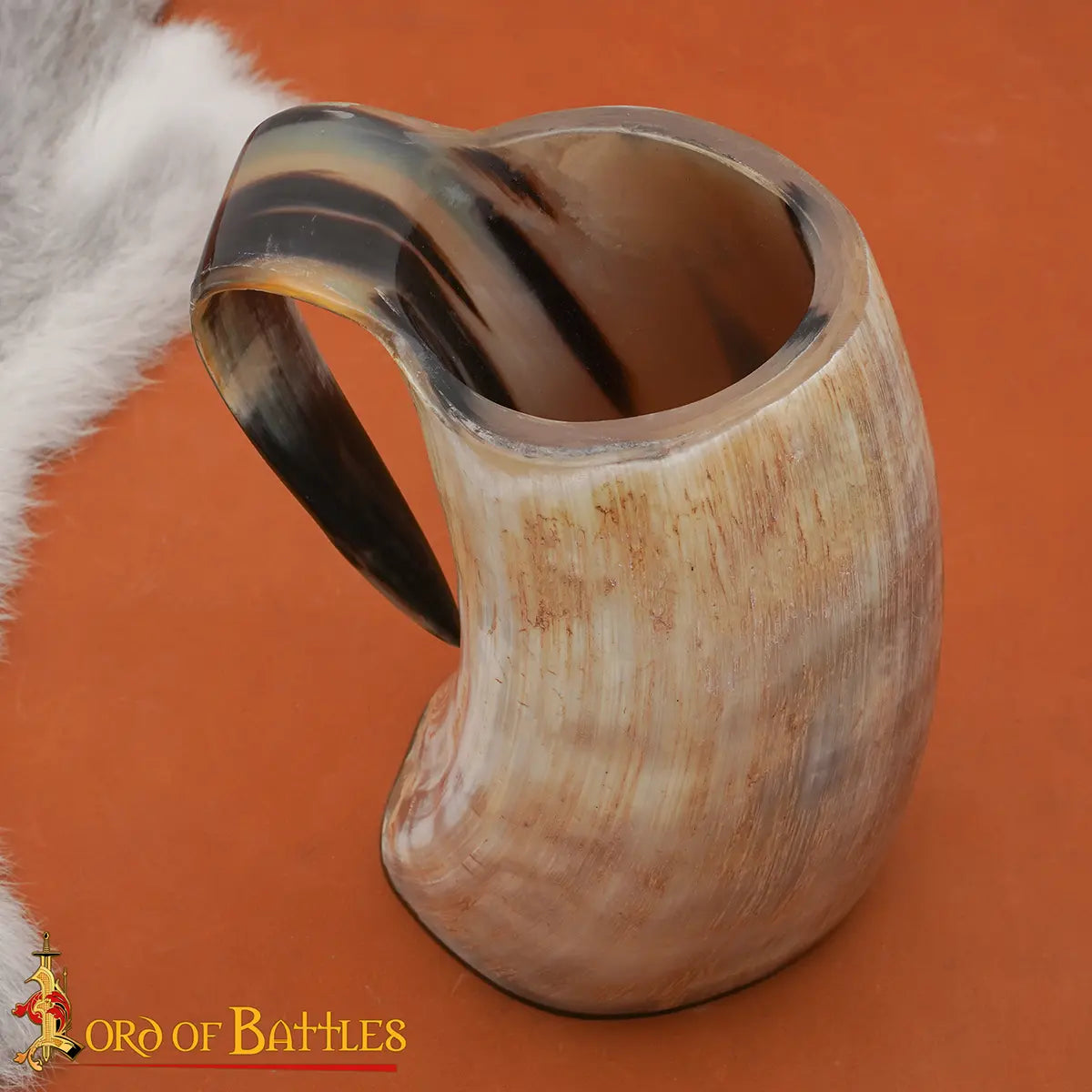 Jarra vikinga de cuerno natural pulido con asa (600/800 ml) - imagen 6