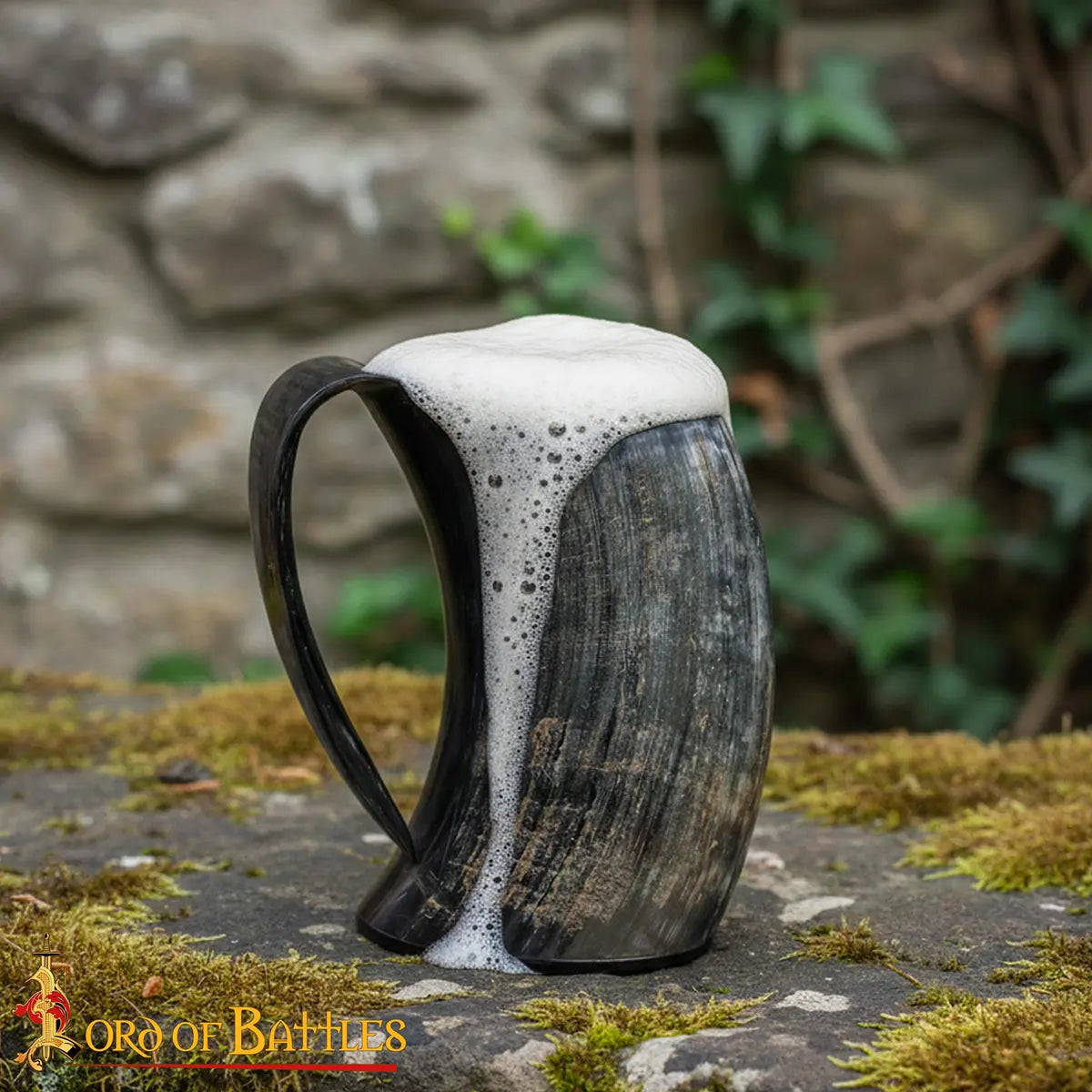 Jarra vikinga de cuerno natural pulido con asa (600/800 ml) - imagen 5