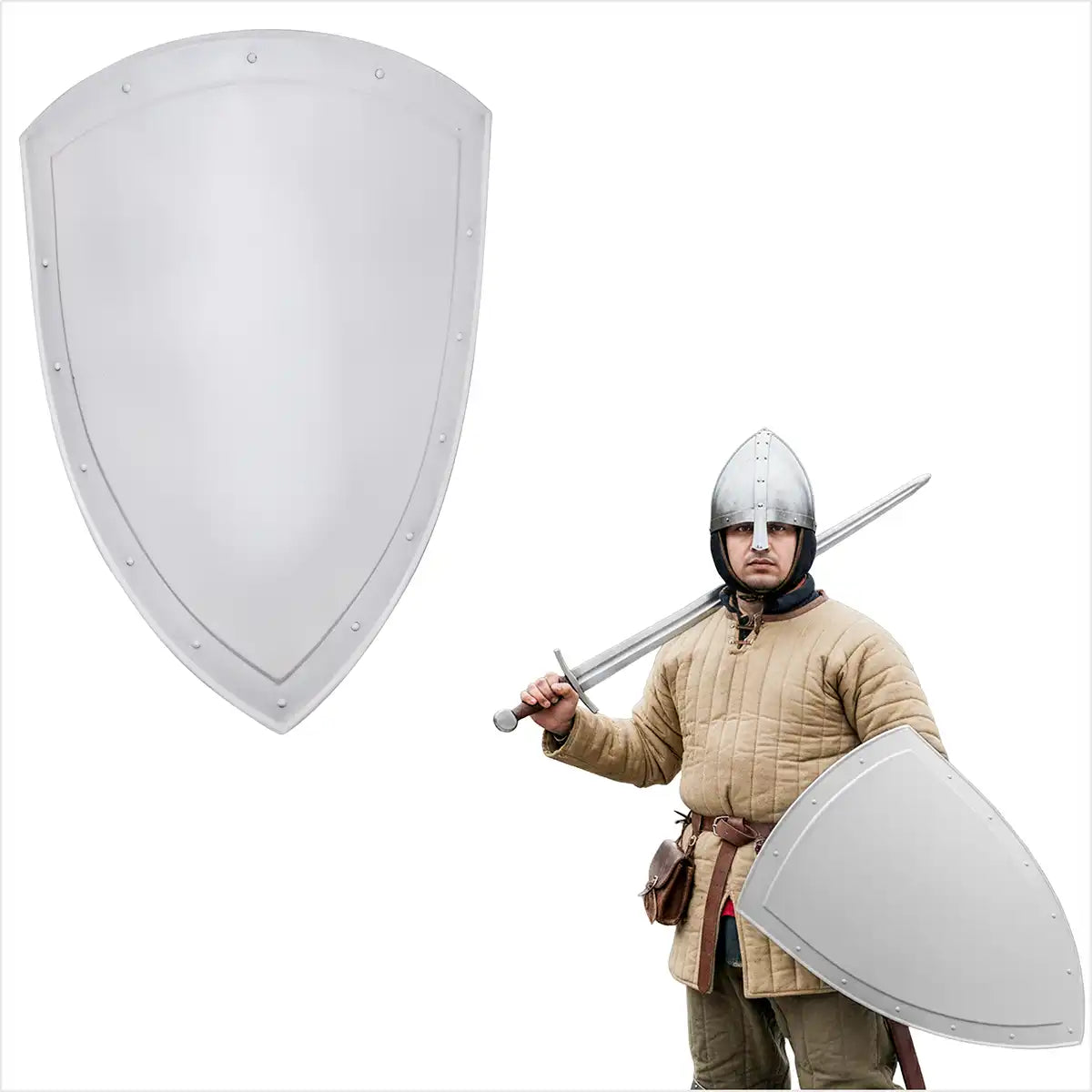 Escudo templario medieval - acero calibre 18, perfil heater
