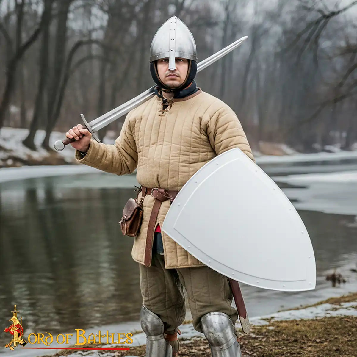 Escudo templario medieval - acero calibre 18, perfil heater - imagen 9