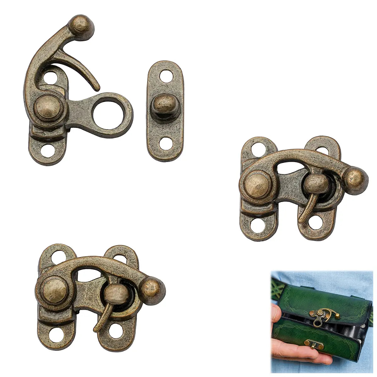 Cerrojo grande de latón tono antiguo — unidad o juego de 3 - S - Set of Three