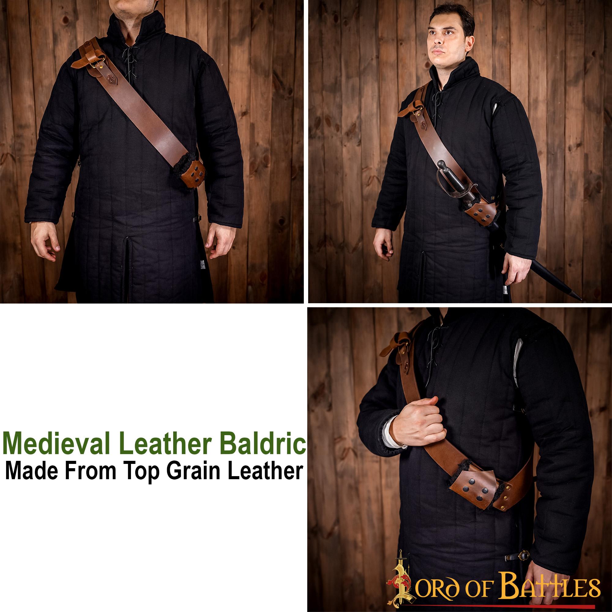Bandolera medieval de cuero genuino para espada - imagen 12