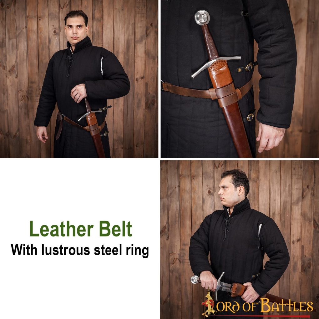 Cinturón de cuero para espada con anilla de acero - imagen 5