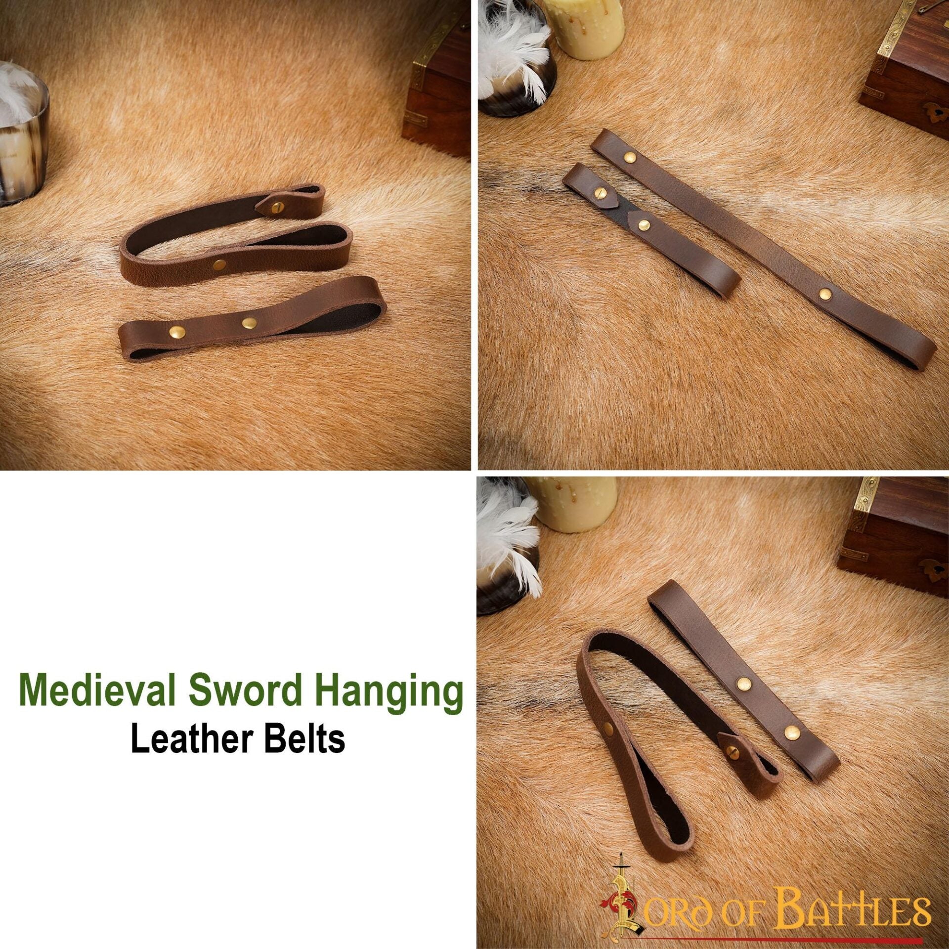 Colgador de espada ajustable en cuero — estilo medieval - imagen 11