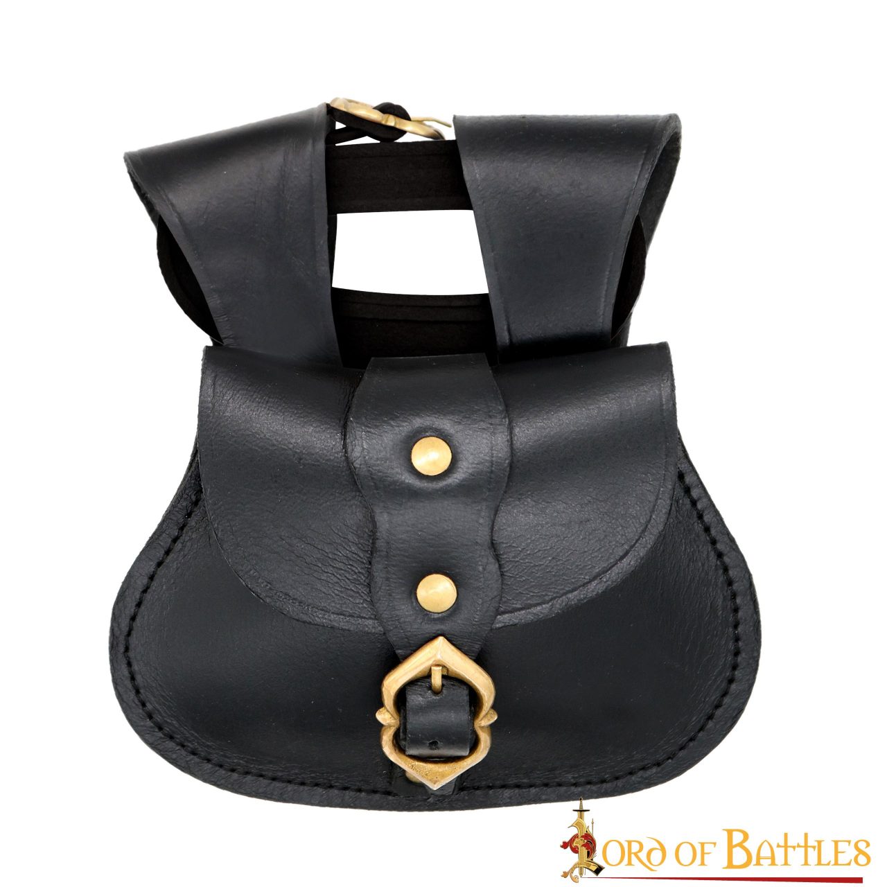 Bolsa de cinturón medieval en cuero con hebilla de latón y cinturón a juego - imagen 18
