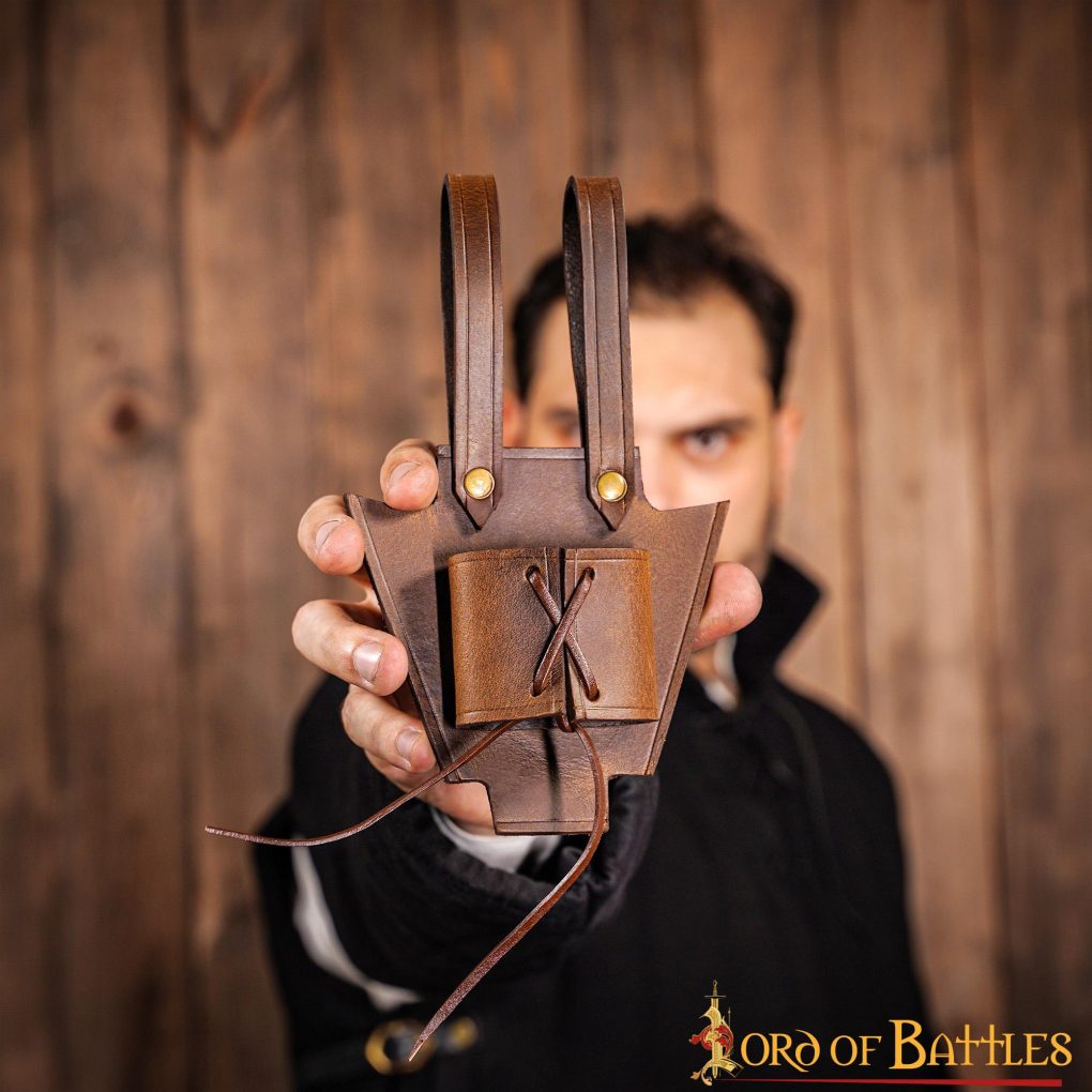 Soporte de cuero genuino estilo medieval para daga y espada - imagen 9