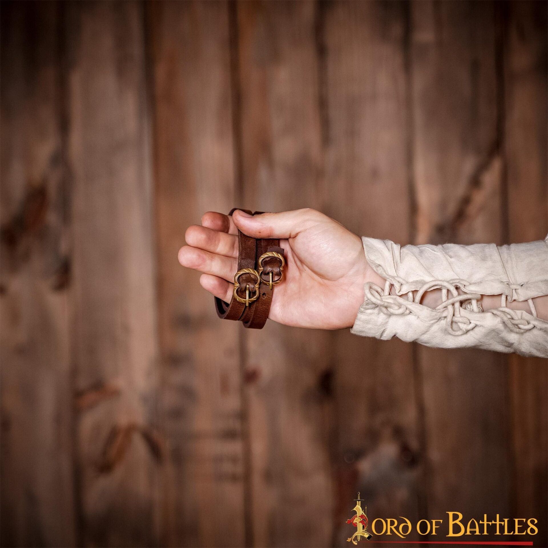 Ligas de cuero medievales con hebillas de latón — Renacimiento y LARP - imagen 14