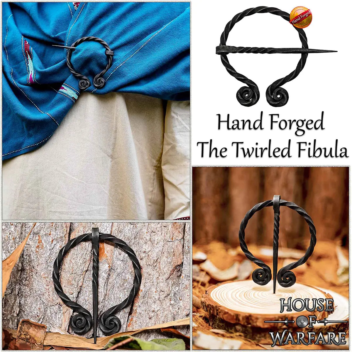 Fíbula histórica 'The Twirled' forjada a mano — Alfiler para capa - imagen 8