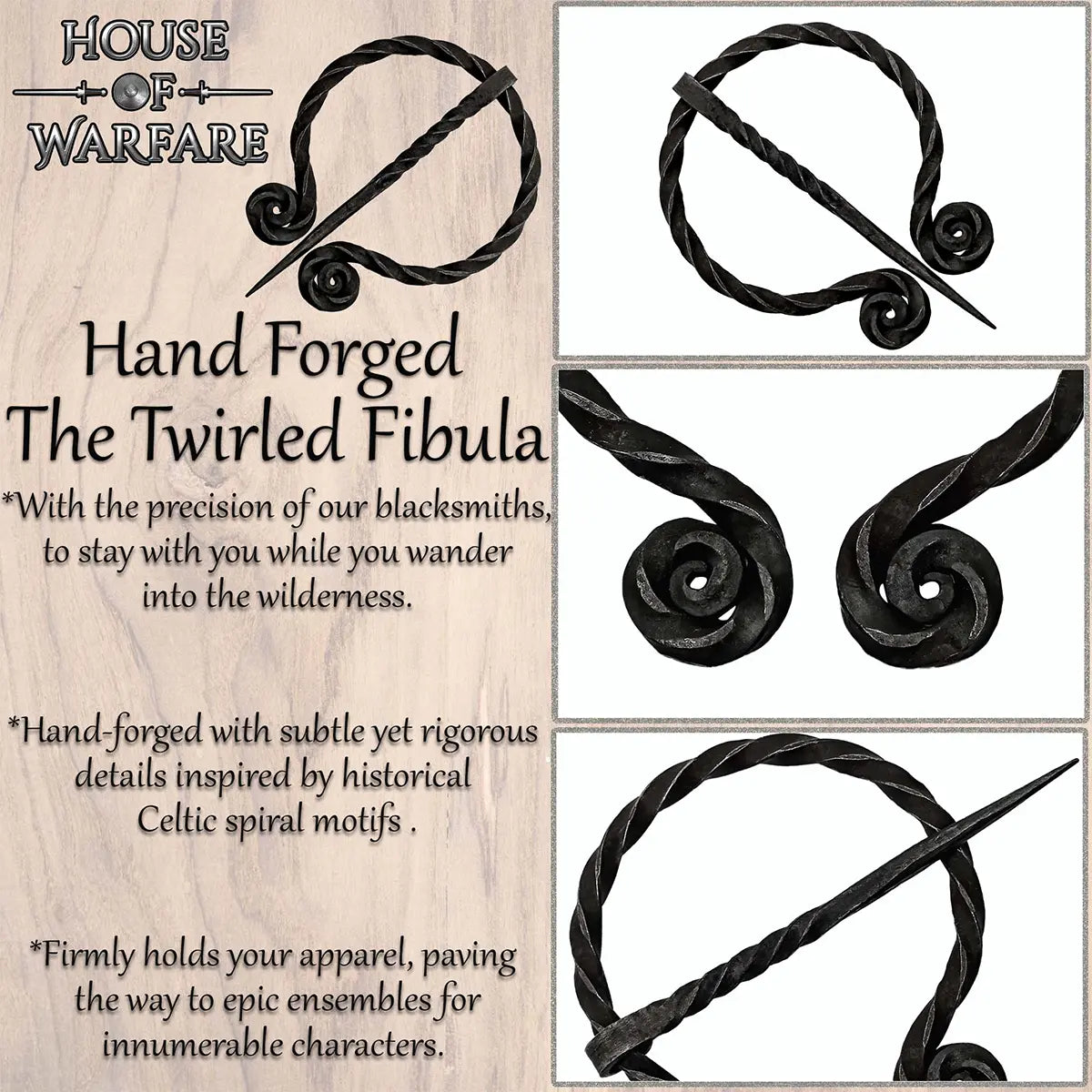 Fíbula histórica 'The Twirled' forjada a mano — Alfiler para capa - imagen 9