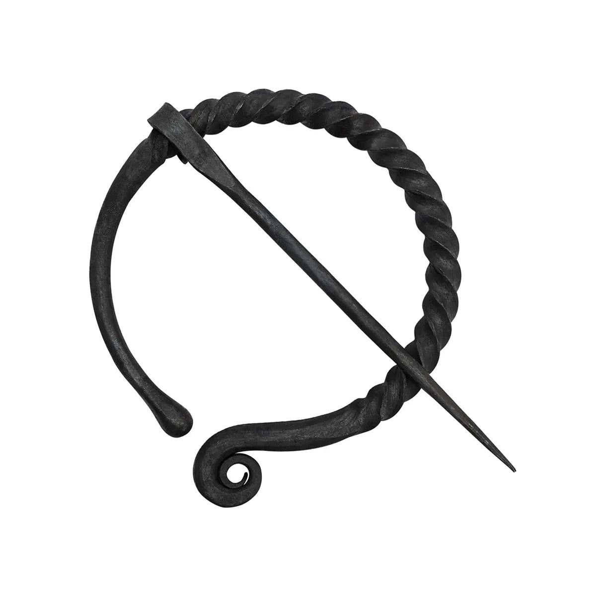 Fíbula pennanular forjada a mano — broche para capa medieval